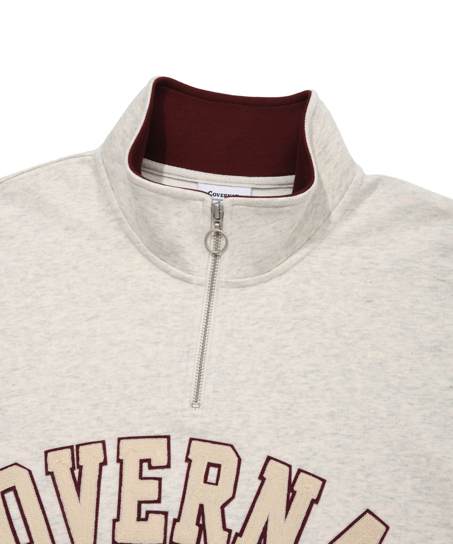MUSINSA | COVERNAT Arch Logo Half Zip Up Man to Man Oatmeal
