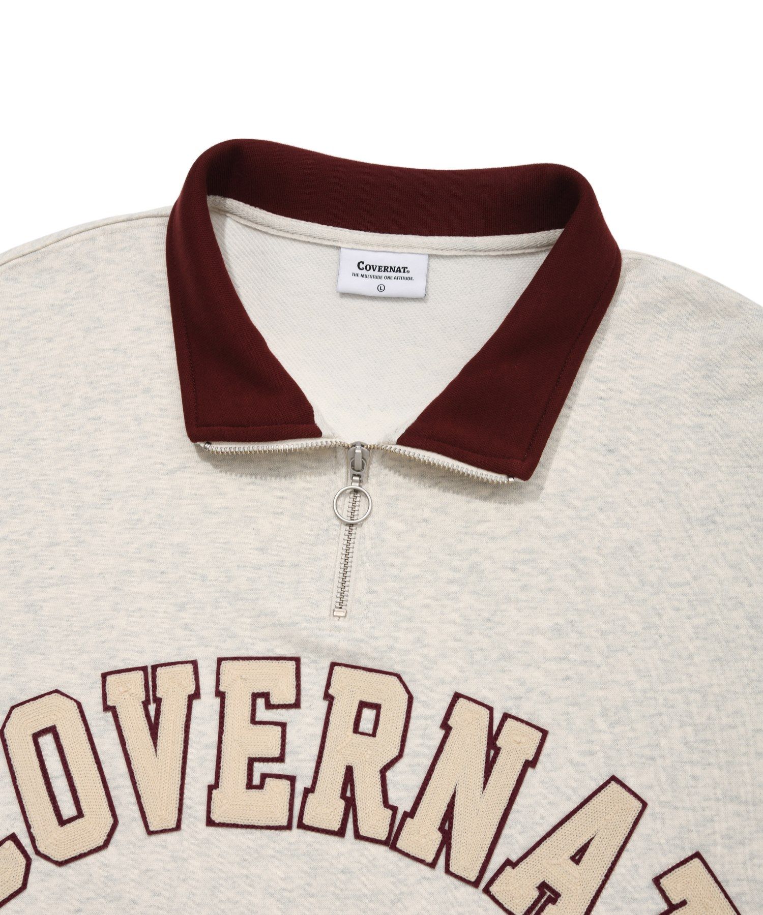 スウェット・トレーナー COVERNAT Damage Half Zip-Up Man to Man Oatmeal MUSINSA | COVERNAT Damage half zip-up sweatshirt oatmeal