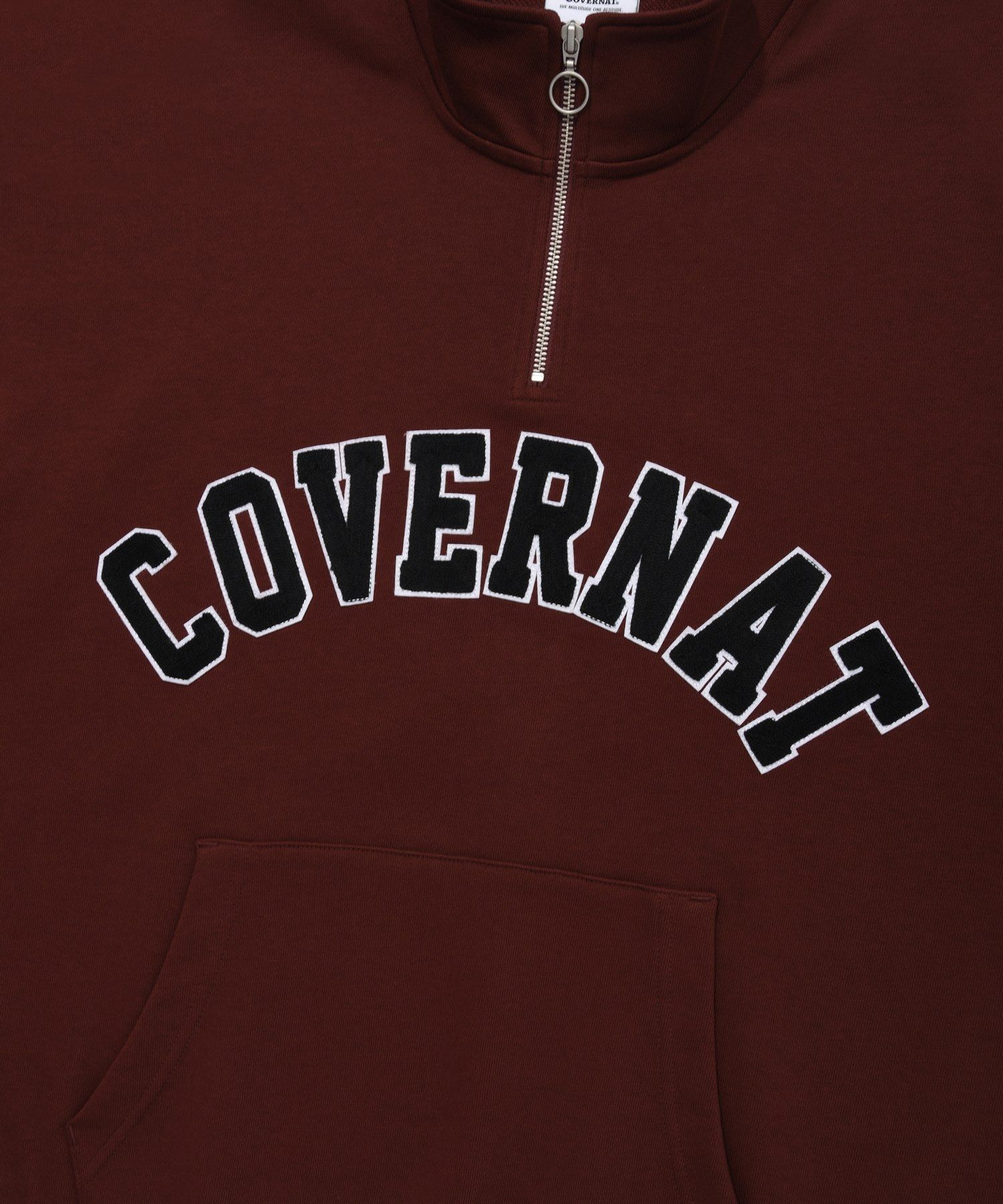 MUSINSA | COVERNAT Arch Logo Half Zip-up Man to Man Deep Red