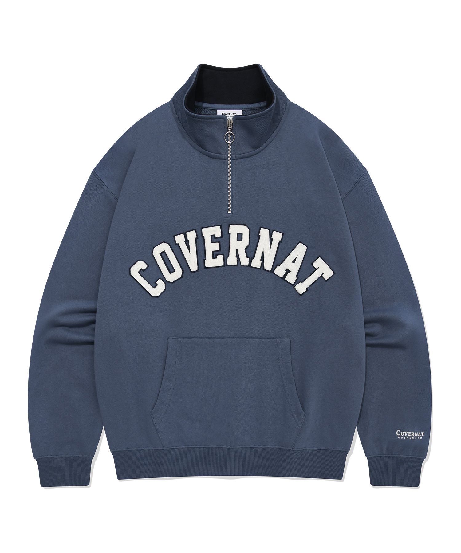 スウェット・トレーナー COVERNAT Damage Half Zip-up Man to Man Navy C Logo Half Zip-Up Crewneck Navy - Covernat | 60% - Asian