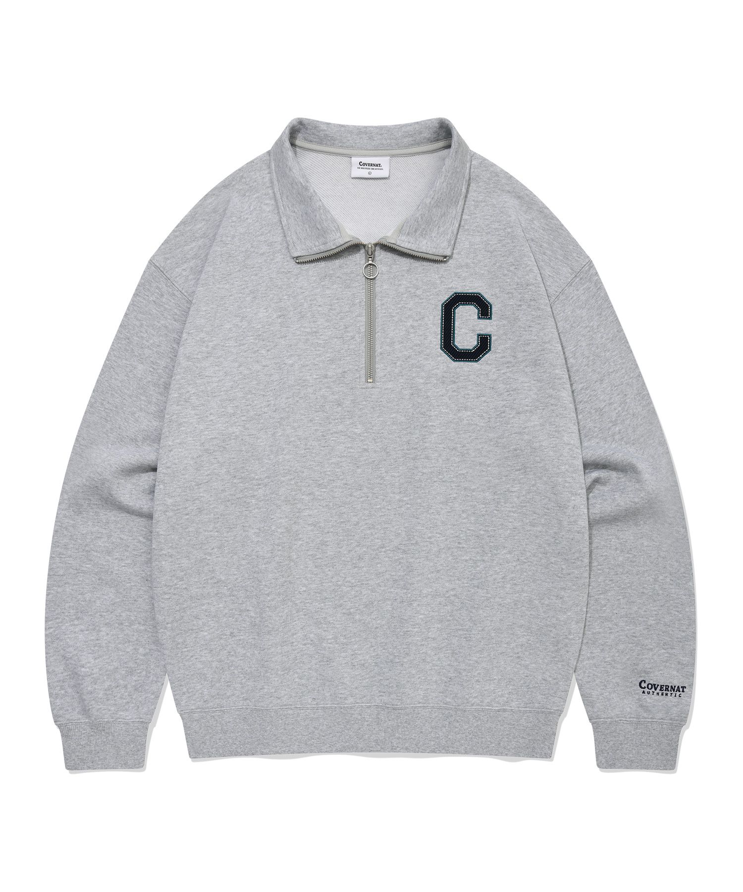 MUSINSA | COVERNAT C Logo Half Zip-Up Sweatshirt Melange Gray