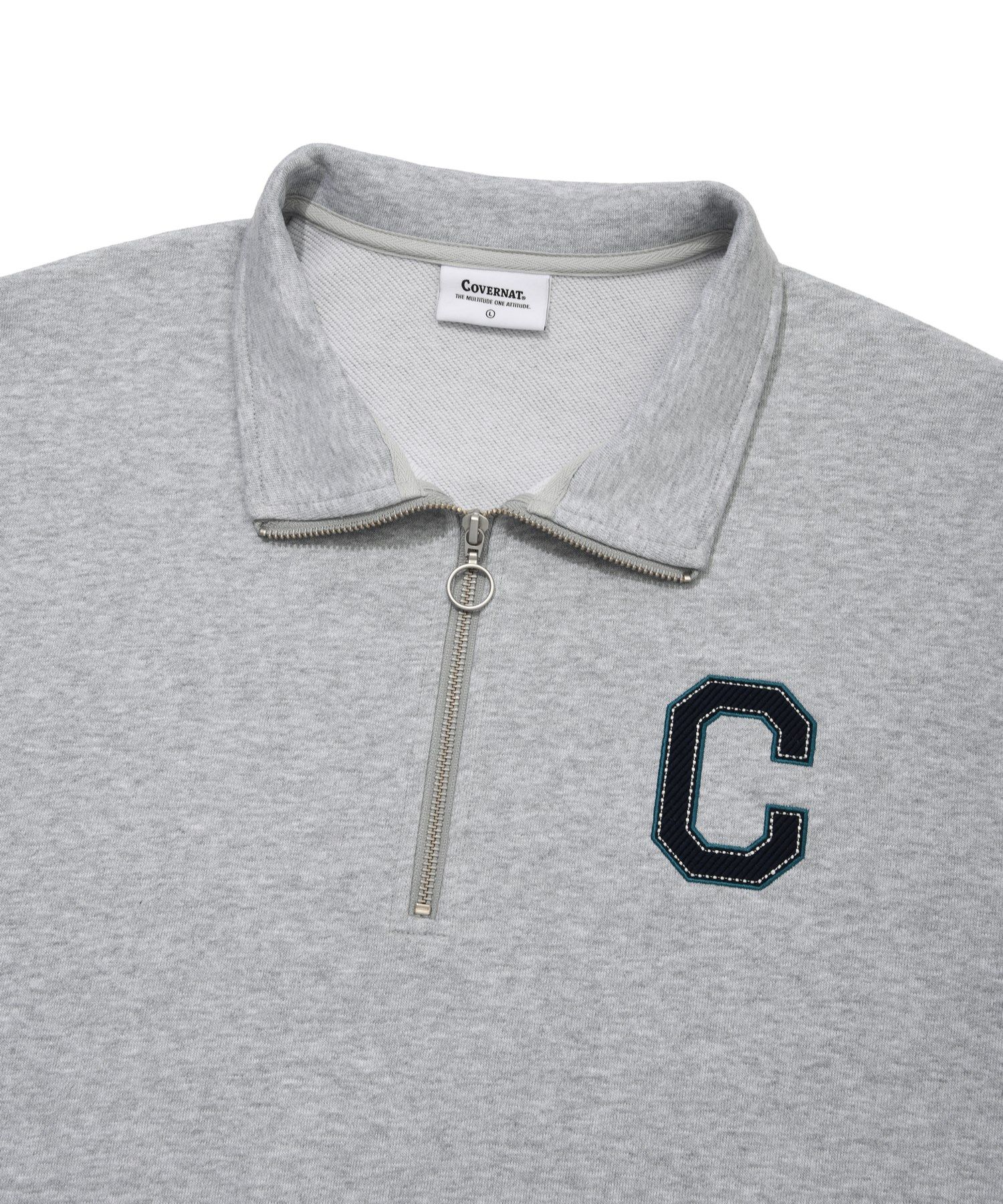 MUSINSA | COVERNAT C Logo Half Zip-Up Sweatshirt Melange Gray