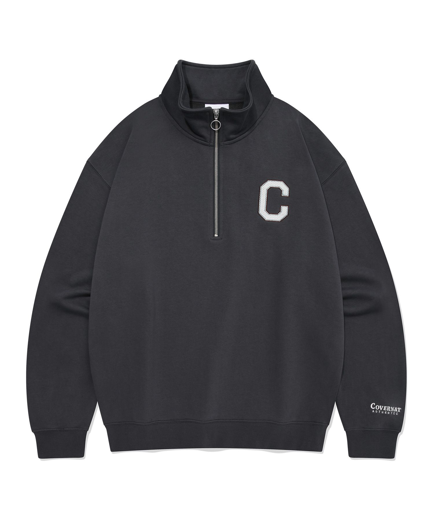 MUSINSA公式 | COVERNAT Cロゴハーフジップスウェットチャコール