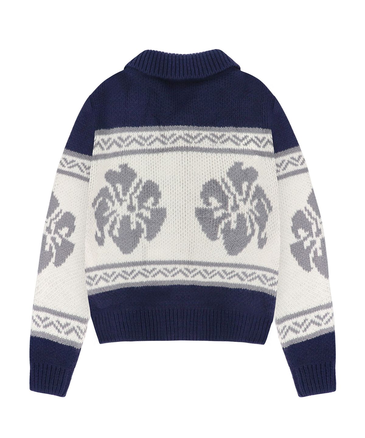 락케이크(ROCKCAKE) Flower Cowichan Cardigan - Navy