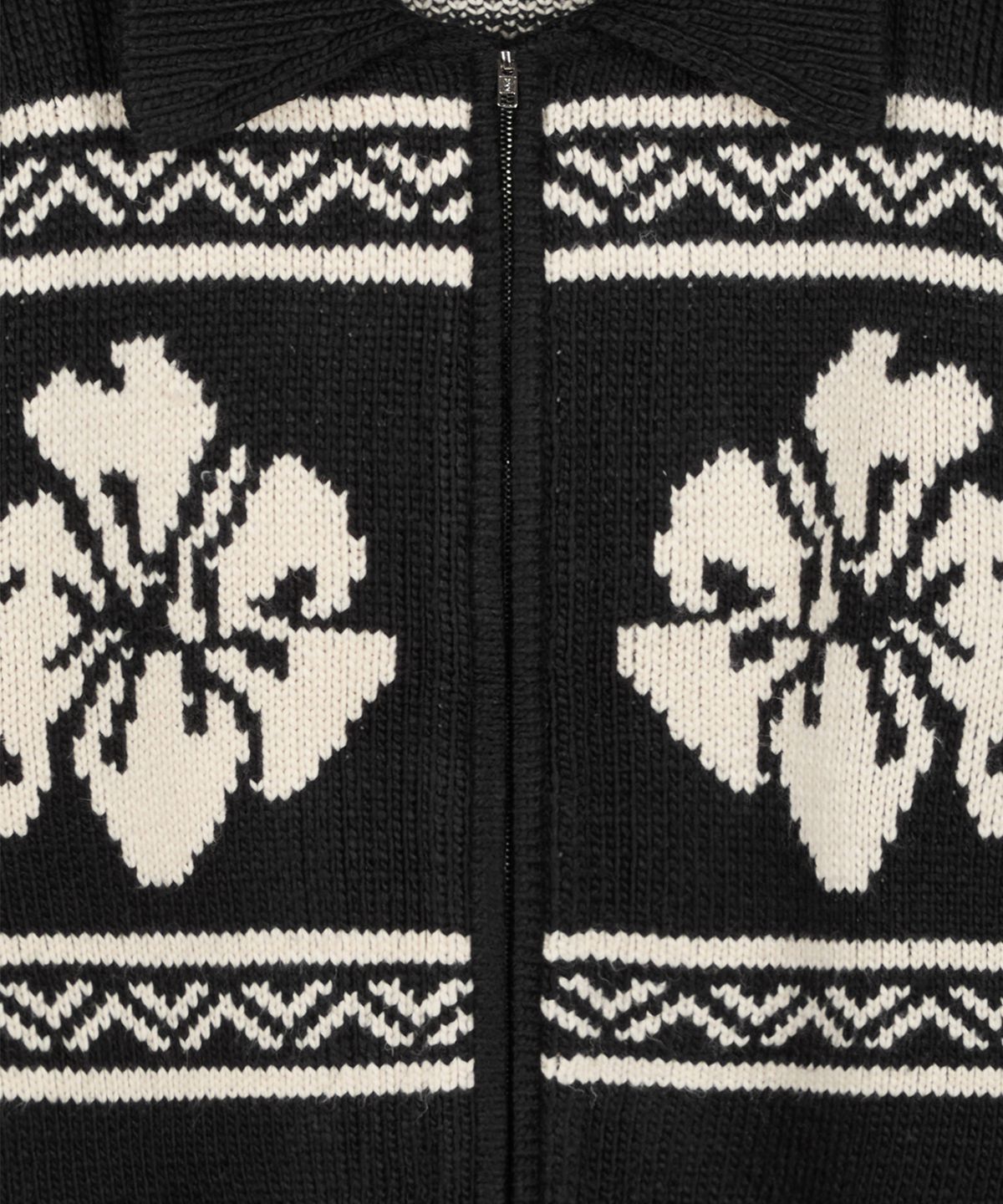 락케이크(ROCKCAKE) Flower Cowichan Cardigan - Black/Black