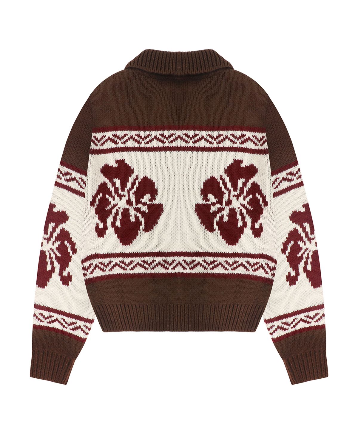 락케이크(ROCKCAKE) Flower Cowichan Cardigan - Brown