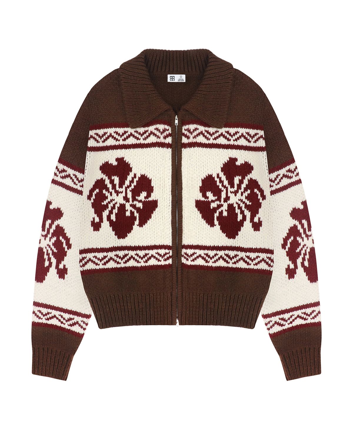 락케이크(ROCKCAKE) Flower Cowichan Cardigan - Brown