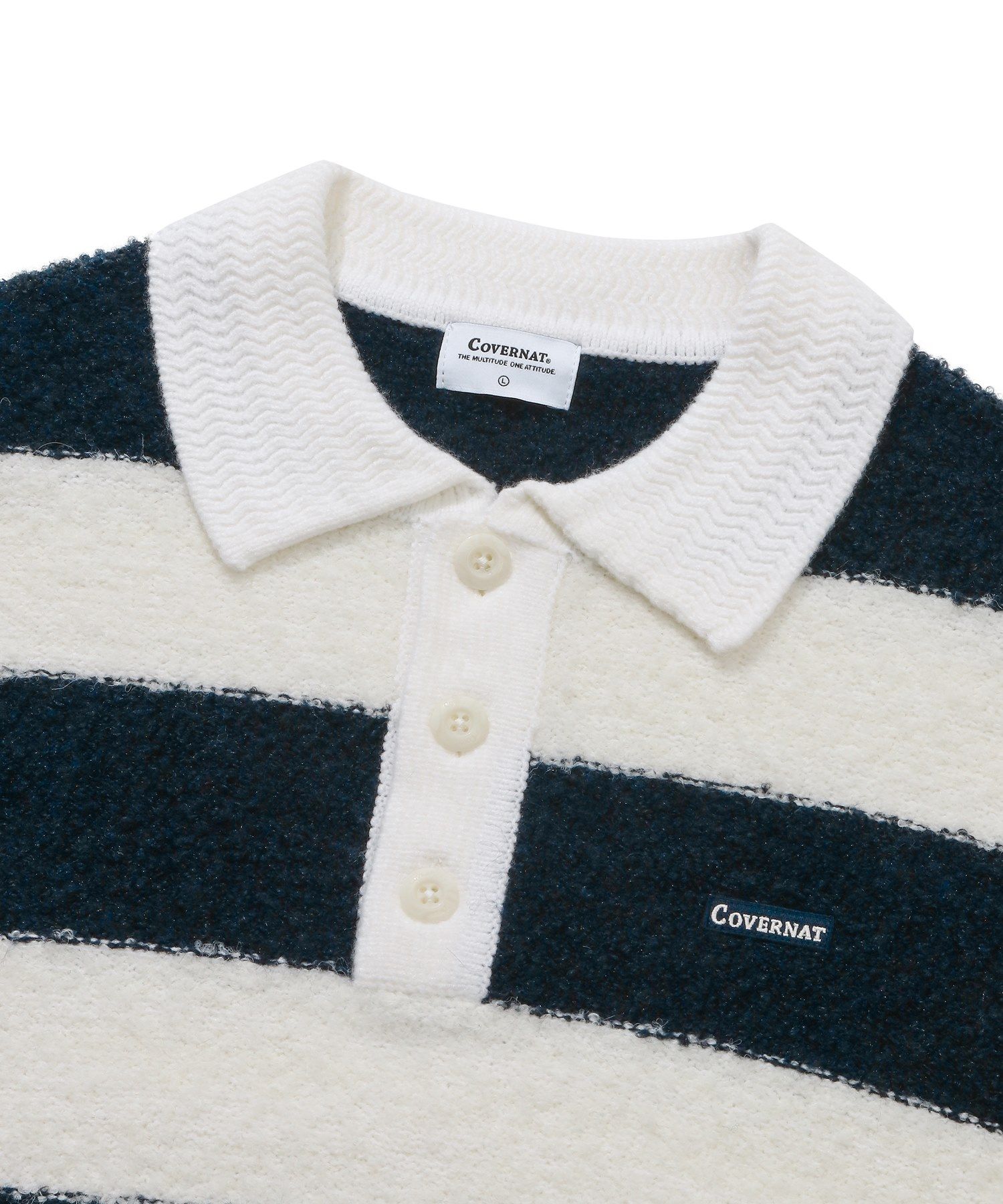 【COVERNAT】 Buckle Yarn Rugby Knit MUSINSA | COVERNAT Buckle Yarn Rugby Knit Dark Navy