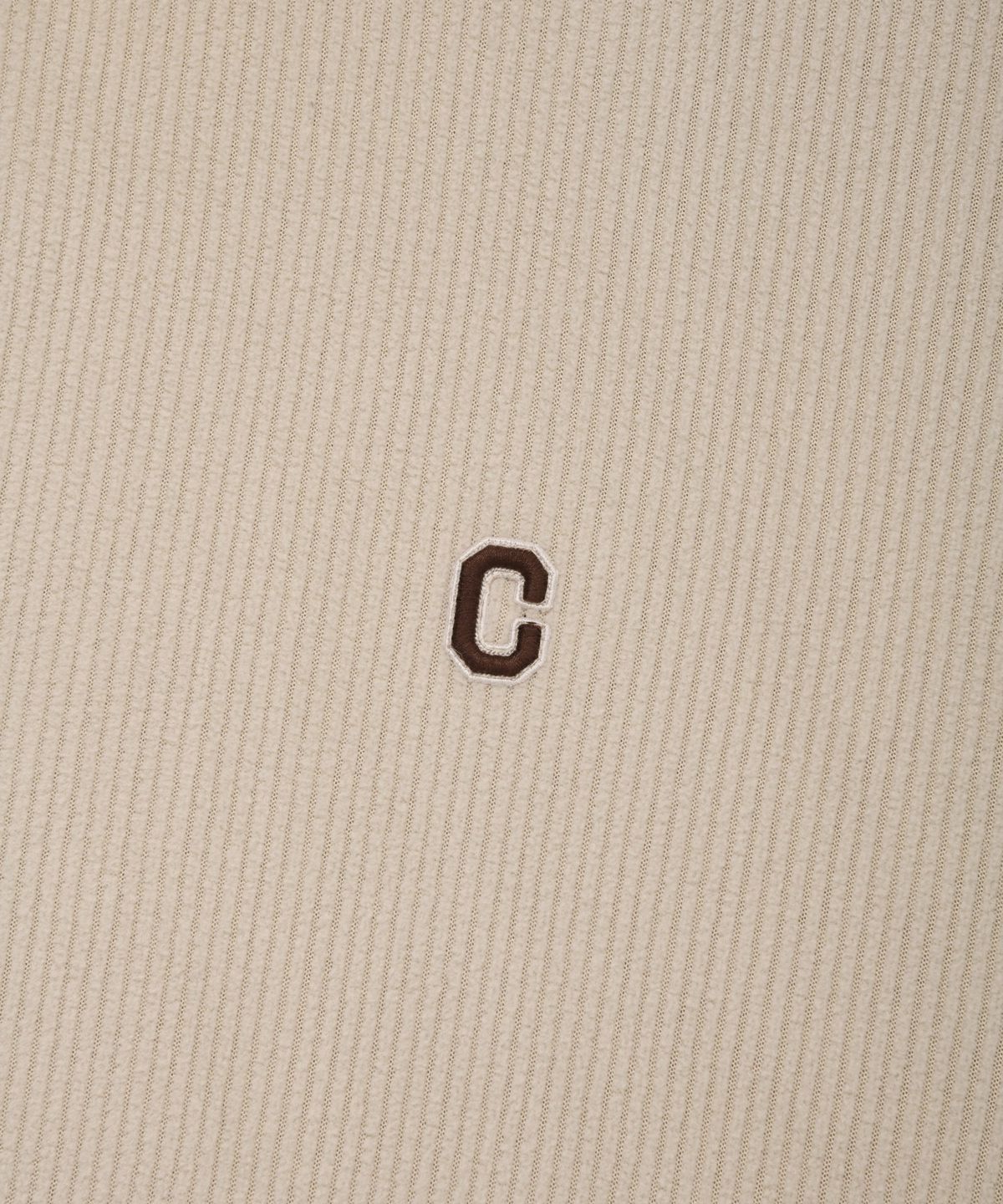 커버낫(COVERNAT) 스몰 C 로고 코듀로이 하프 집업 베이지