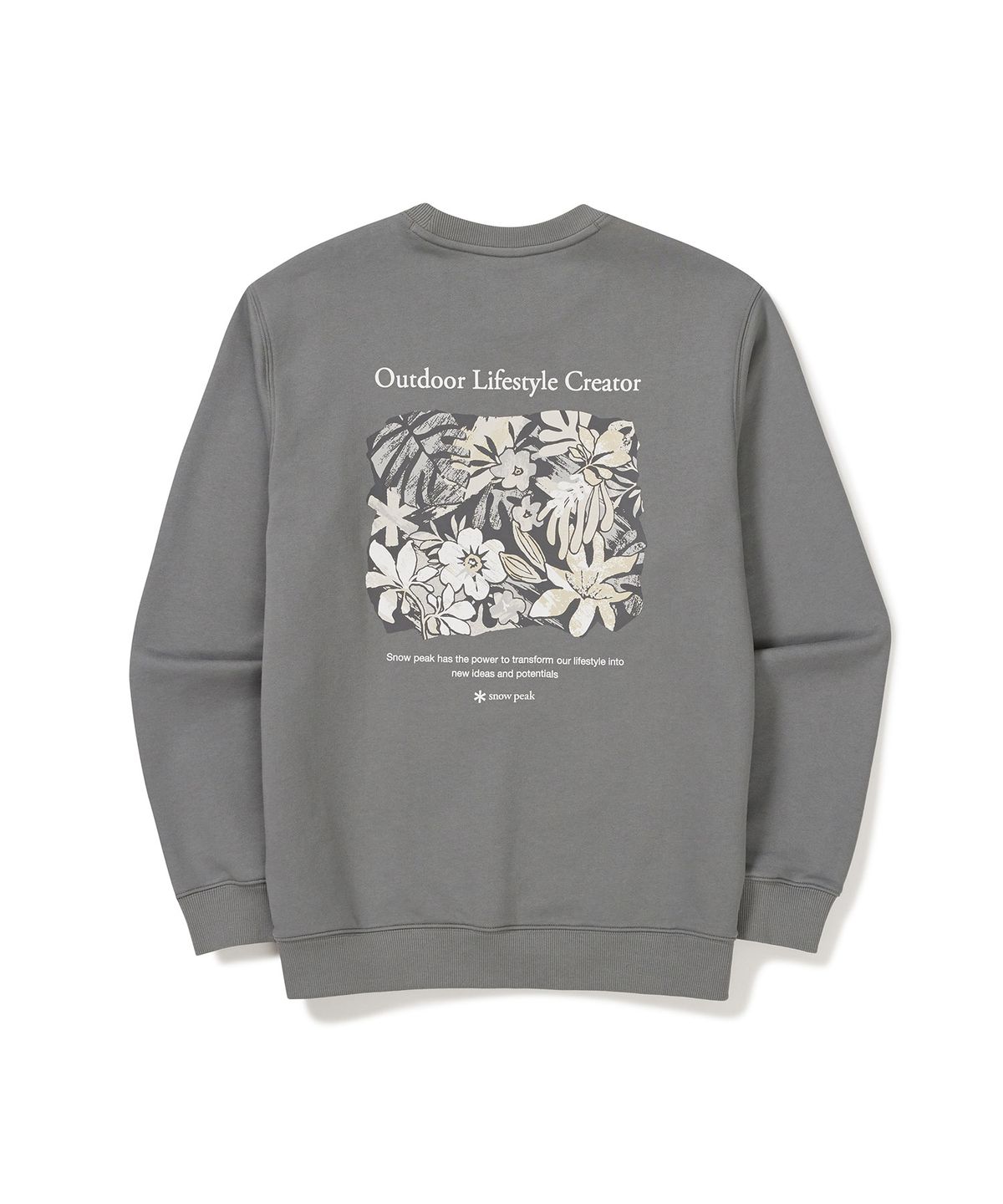 스노우피크 어패럴(SNOWPEAK APPAREL) 트로피컬 그래픽 맨투맨 (S24FUFHT64) Dark Gray