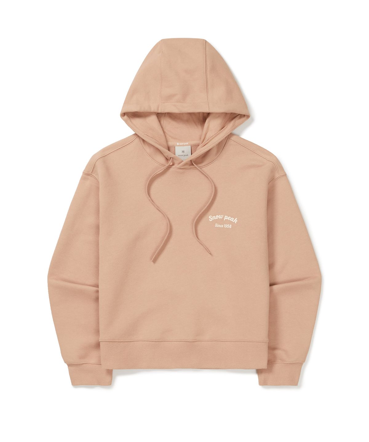 스노우피크 어패럴(SNOWPEAK APPAREL) 여성 레터링 세미 크롭 후드 티셔츠 (S24FWFHD63) Peach