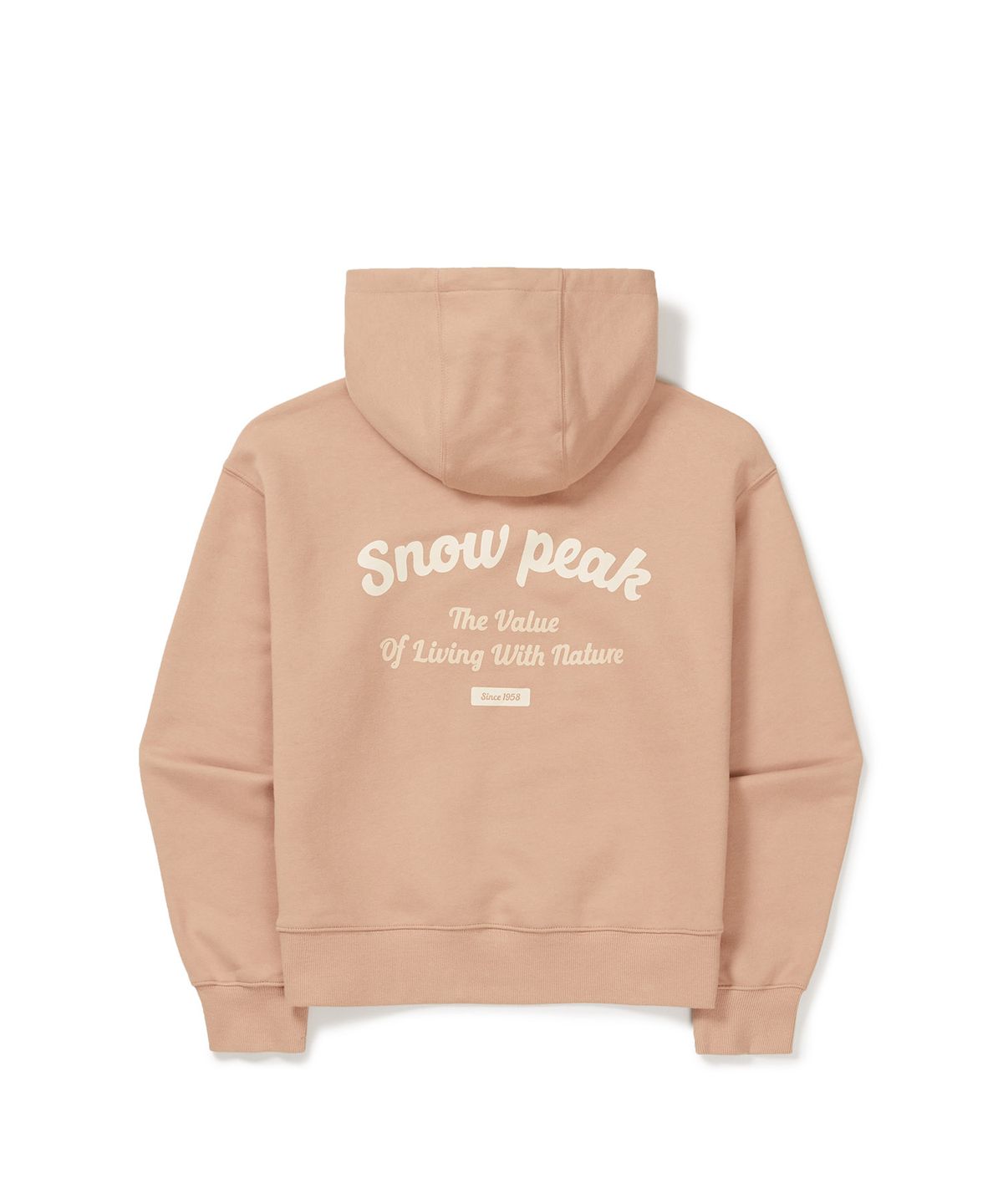 스노우피크 어패럴(SNOWPEAK APPAREL) 여성 레터링 세미 크롭 후드 티셔츠 (S24FWFHD63) Peach