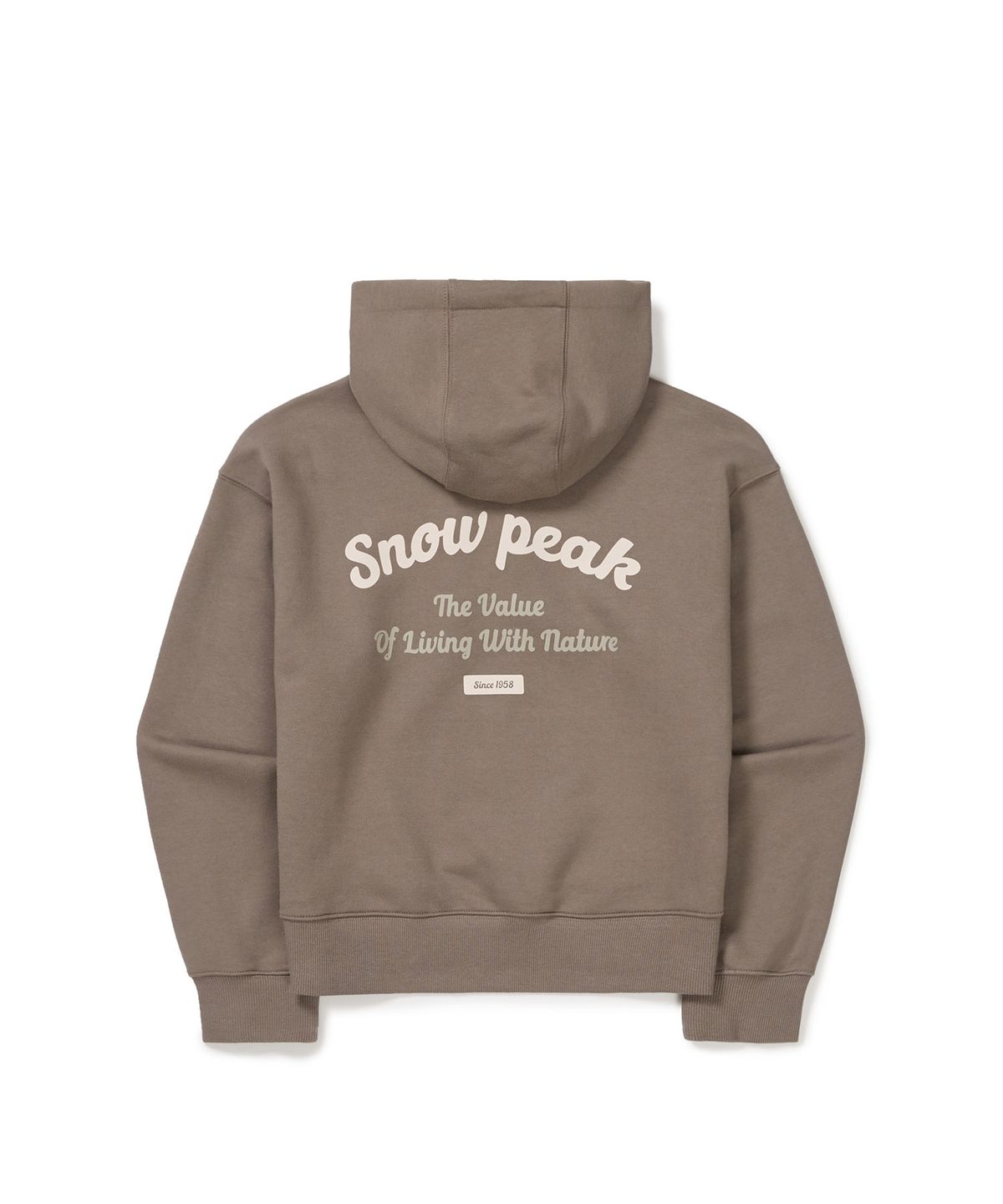 스노우피크 어패럴(SNOWPEAK APPAREL) 여성 레터링 세미 크롭 후드 티셔츠 (S24FWFHD63) Cocoa