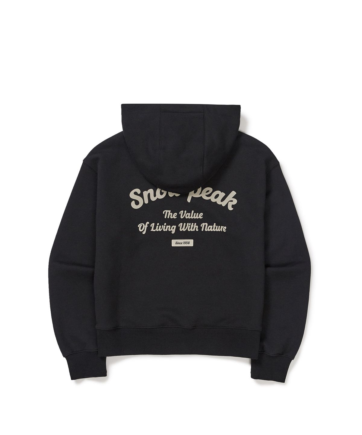 스노우피크 어패럴(SNOWPEAK APPAREL) 여성 레터링 세미 크롭 후드 티셔츠 (S24FWFHD63) Black