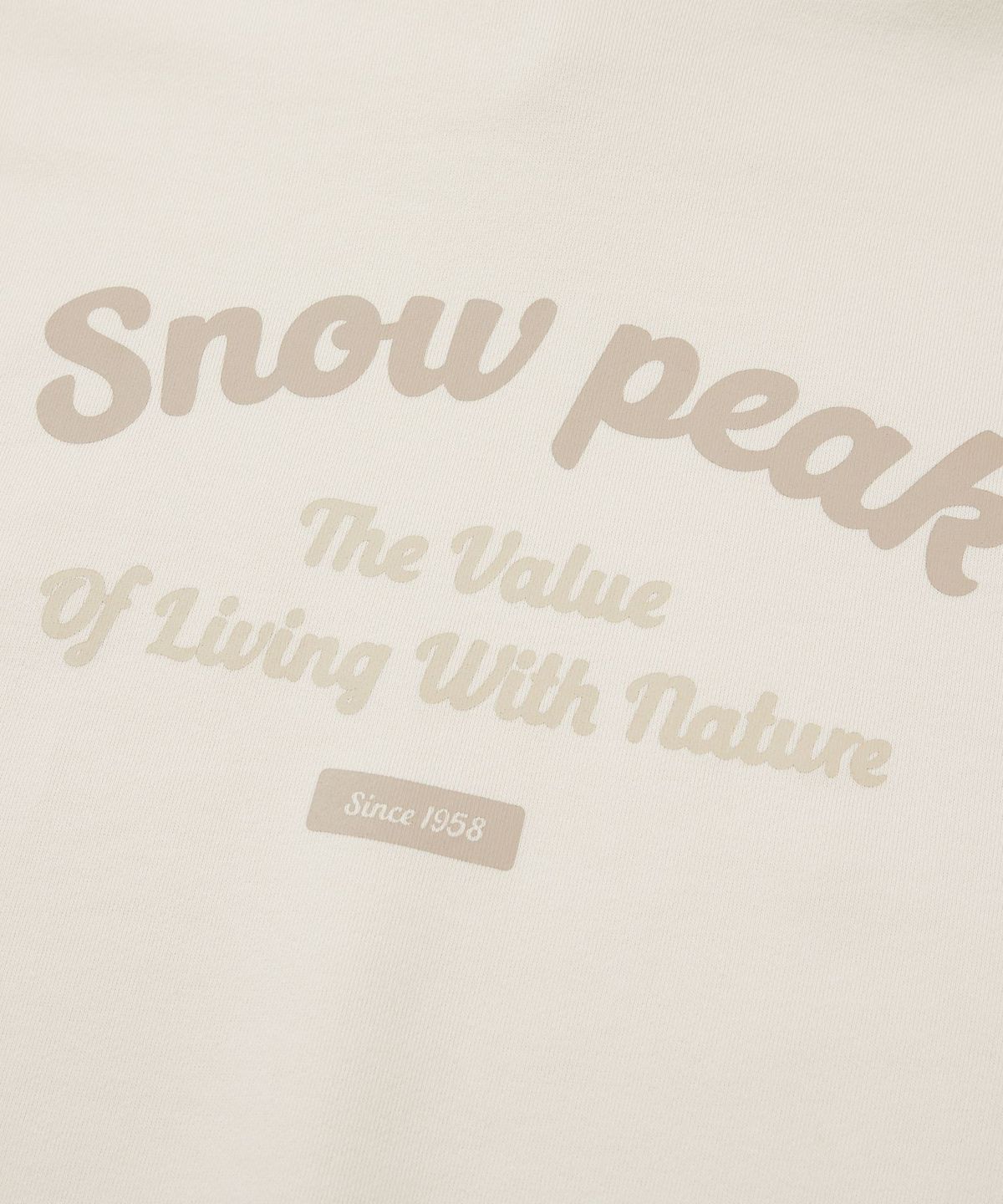 스노우피크 어패럴(SNOWPEAK APPAREL) 여성 레터링 세미 크롭 후드 티셔츠 (S24FWFHD63) Cream