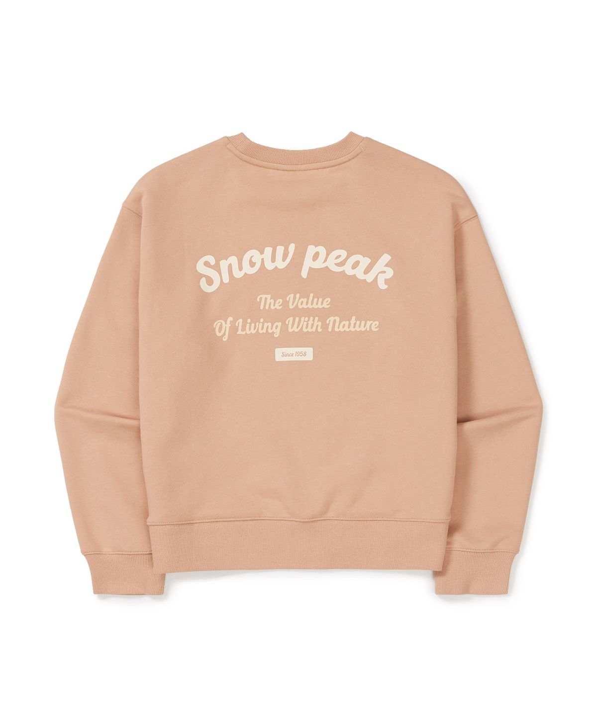 스노우피크 어패럴(SNOWPEAK APPAREL) 여성 레터링 세미 크롭 맨투맨 (S24FWFHT63) Peach