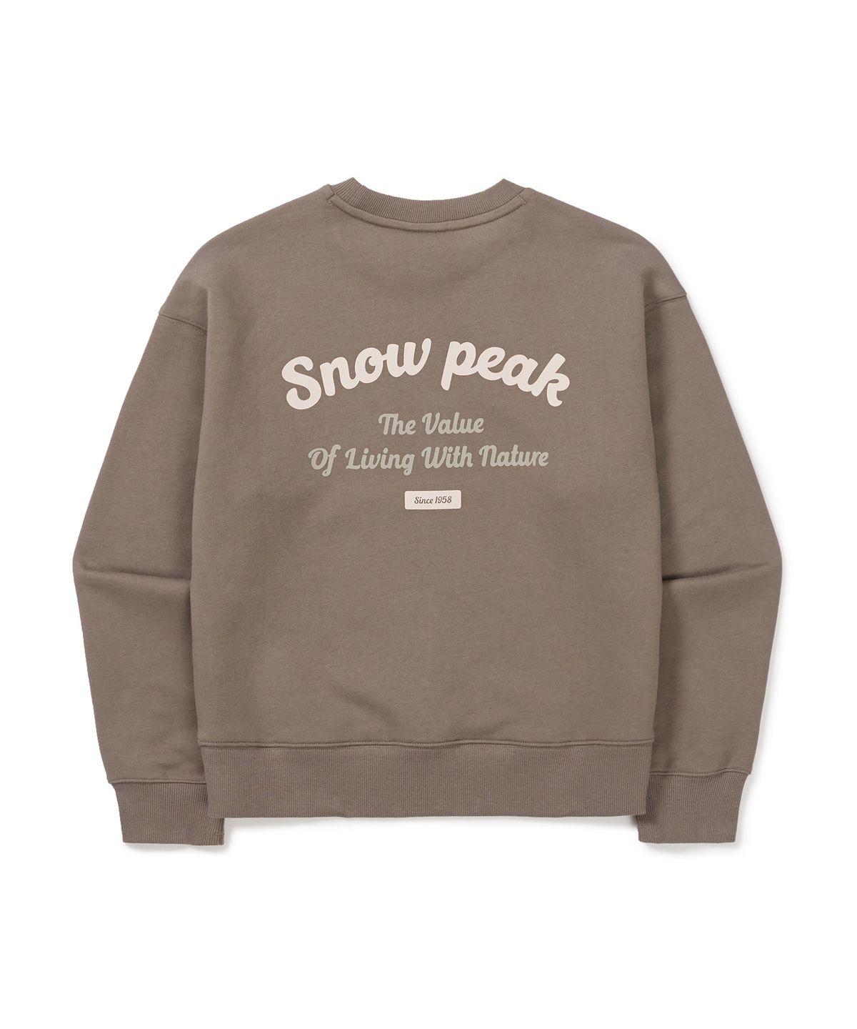 스노우피크 어패럴(SNOWPEAK APPAREL) 여성 레터링 세미 크롭 맨투맨 (S24FWFHT63) Cocoa