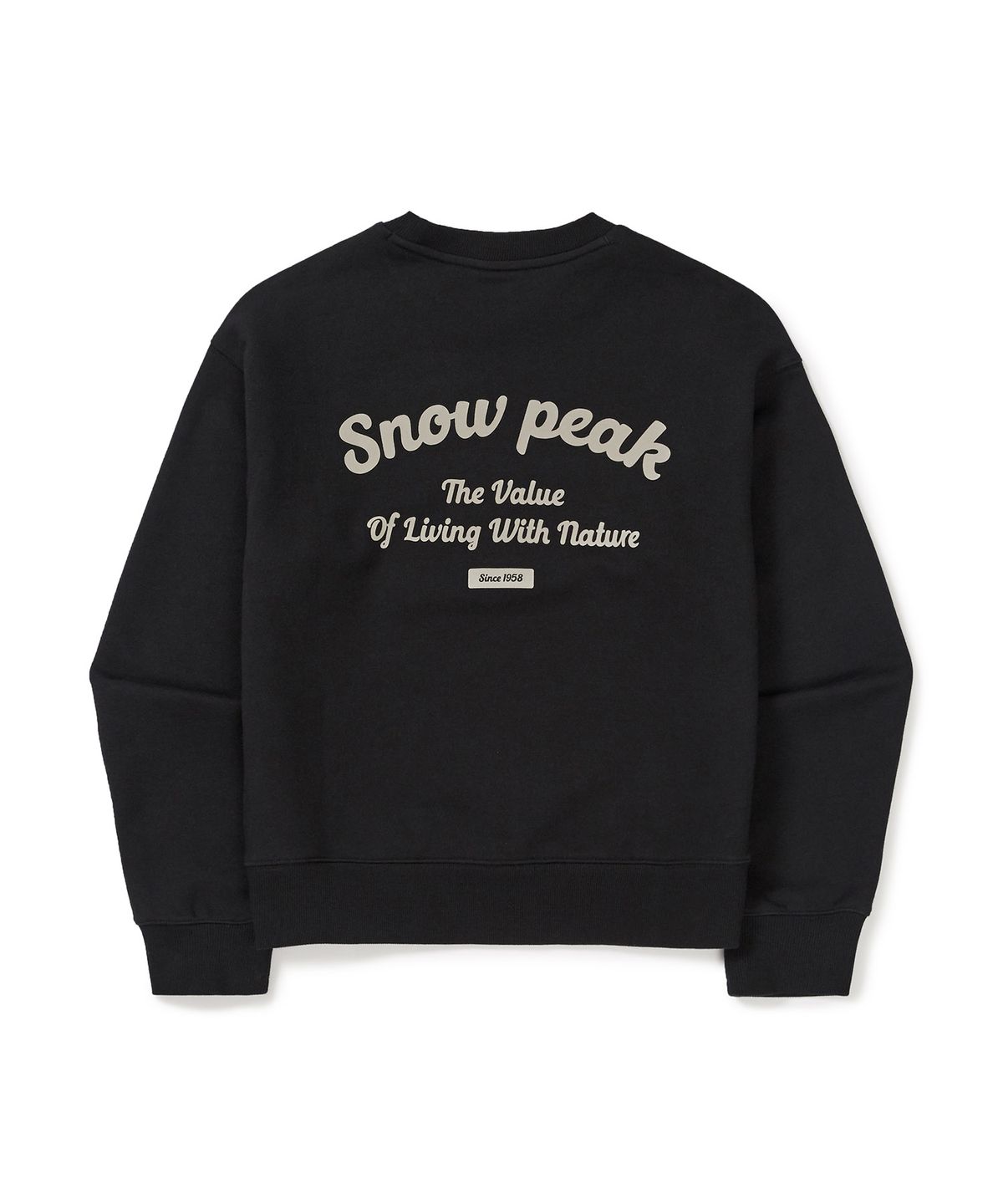 스노우피크 어패럴(SNOWPEAK APPAREL) 여성 레터링 세미 크롭 맨투맨 (S24FWFHT63) Black