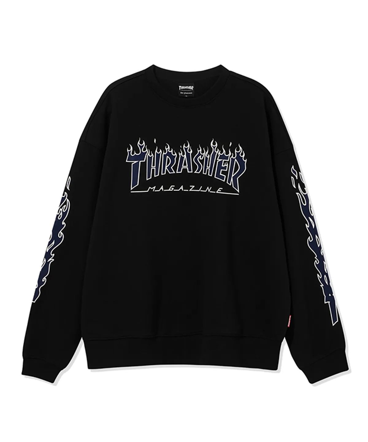 트레셔(THRASHER) 플레임 슬리브 맨투맨 블랙