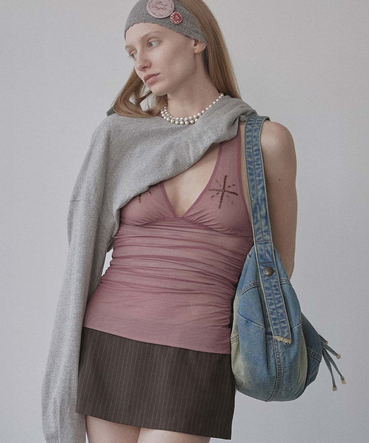 스컬프터(SCULPTOR) Vintage Brushed Denim Duffel Bag Mid Blue