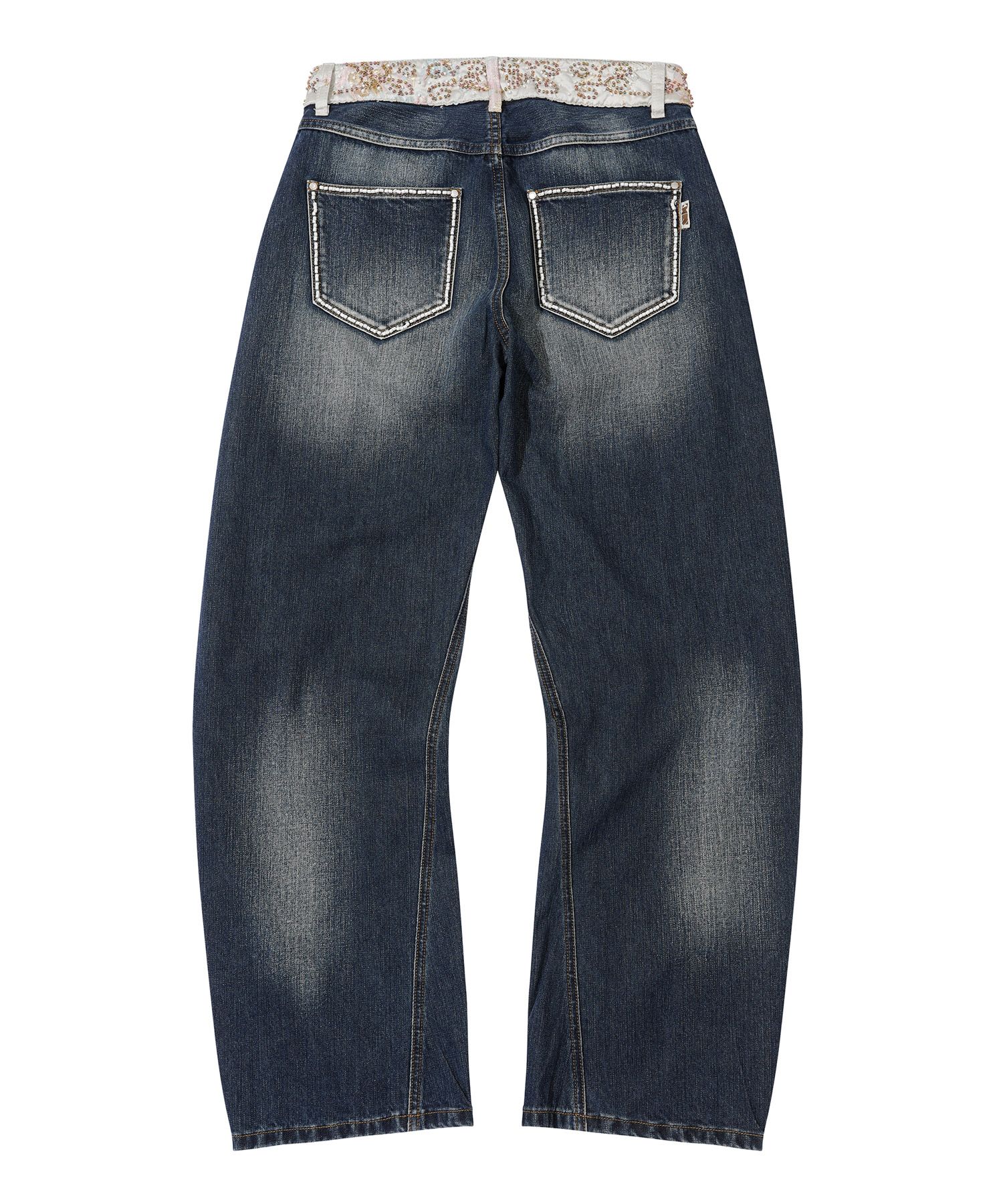 【激安アウトレット!】 MUSINSA | SCULPTOR Beaded Waist Denim Pants Indigo Blue パンツ