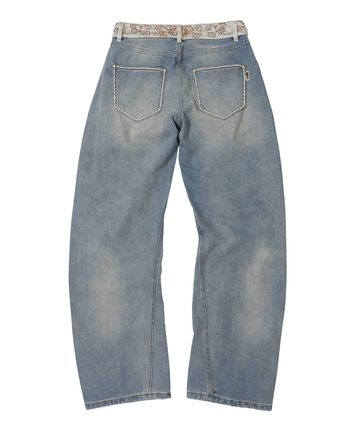 MUSINSA公式 | SCULPTOR Beaded Waist Denim Pants Mid Blue