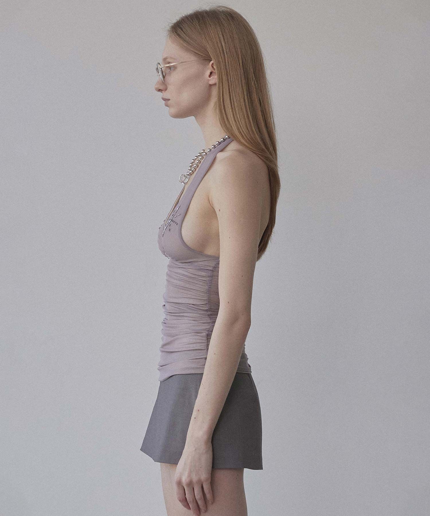 ★SCULPTOR★ Beaded Mesh Halter Top Pale Purple SC24A214PU MUSINSA | SCULPTOR Beaded Mesh Halter Top Pale Purple