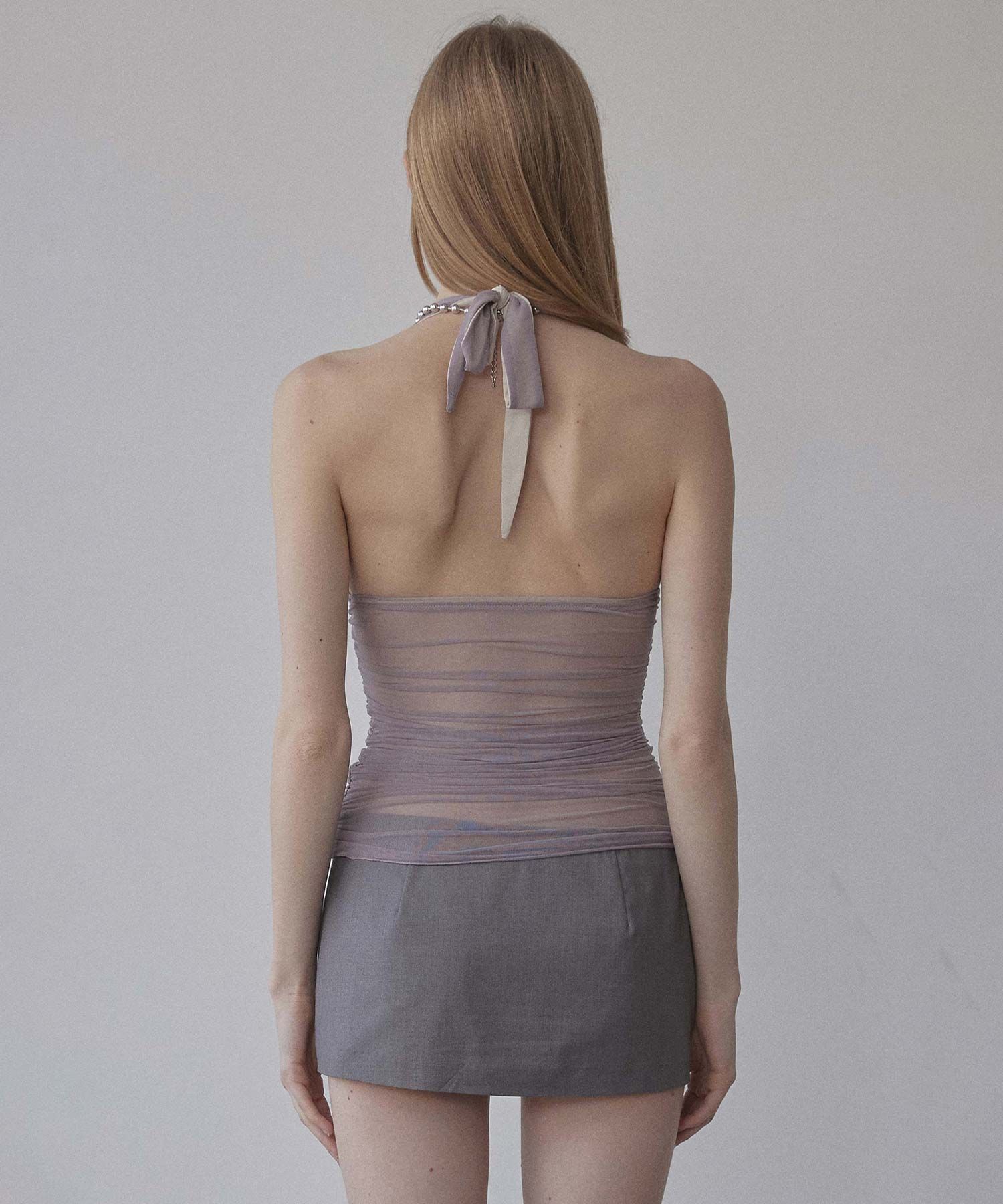 ★SCULPTOR★ Beaded Mesh Halter Top Pale Purple SC24A214PU MUSINSA | SCULPTOR Beaded Mesh Halter Top Pale Purple