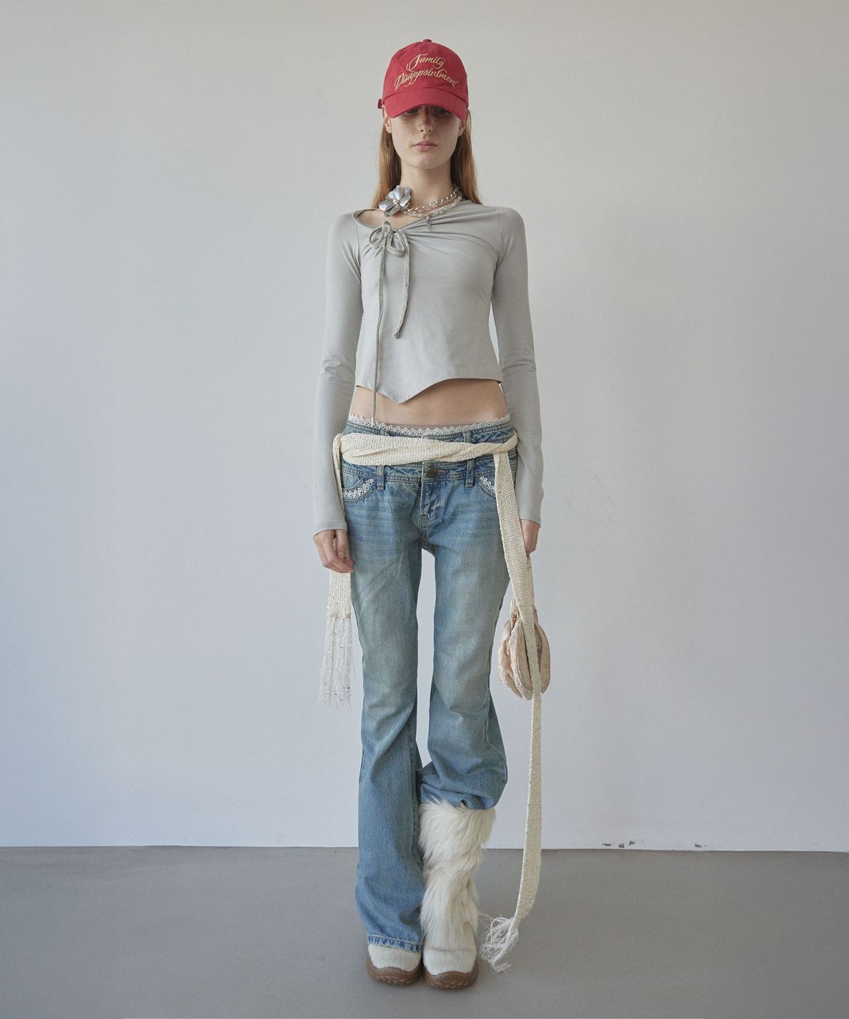 스컬프터(SCULPTOR) Zen Velvet Trimming Top Ice Gray