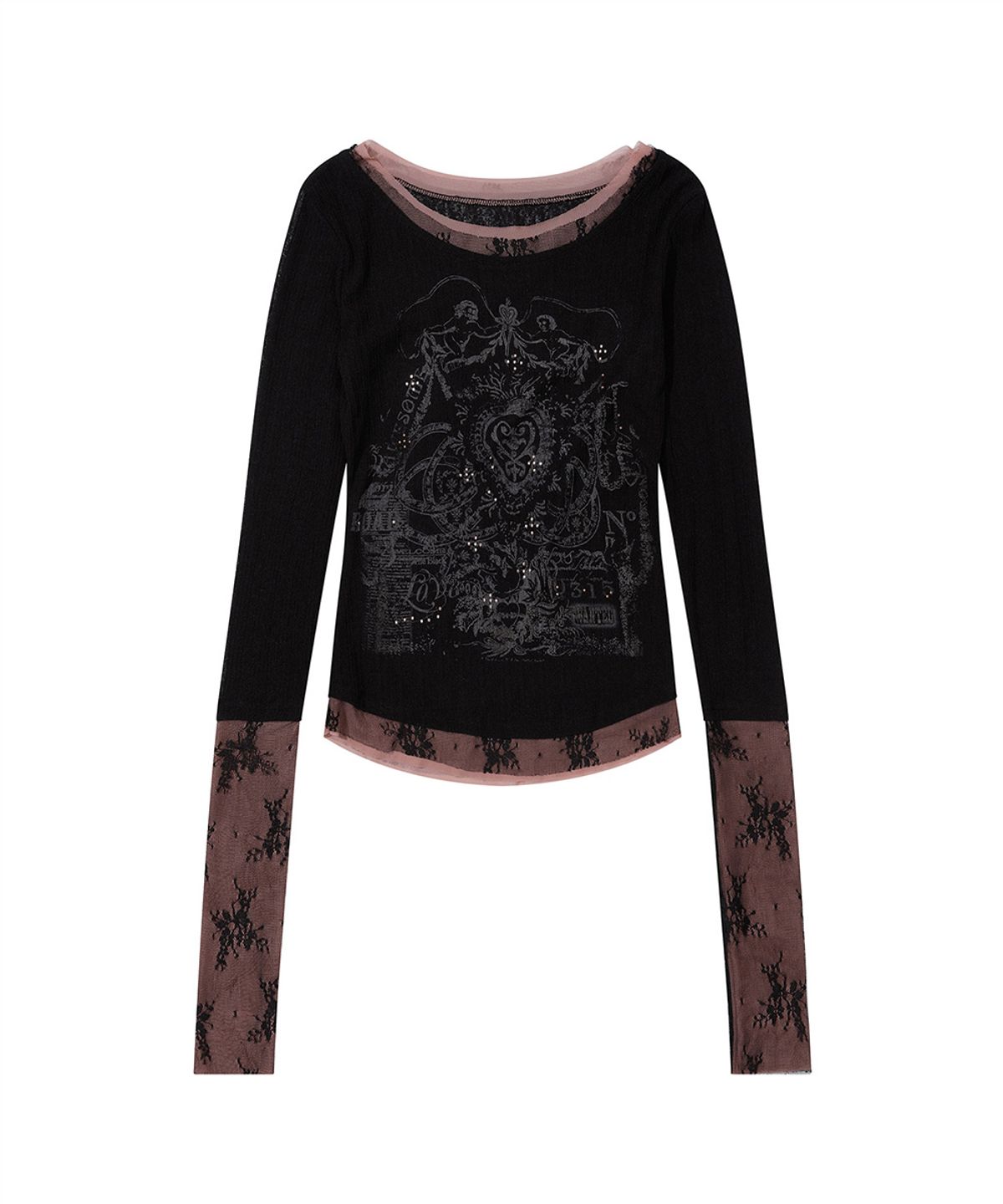 스컬프터(SCULPTOR) Triple Lace Layered Tee Black