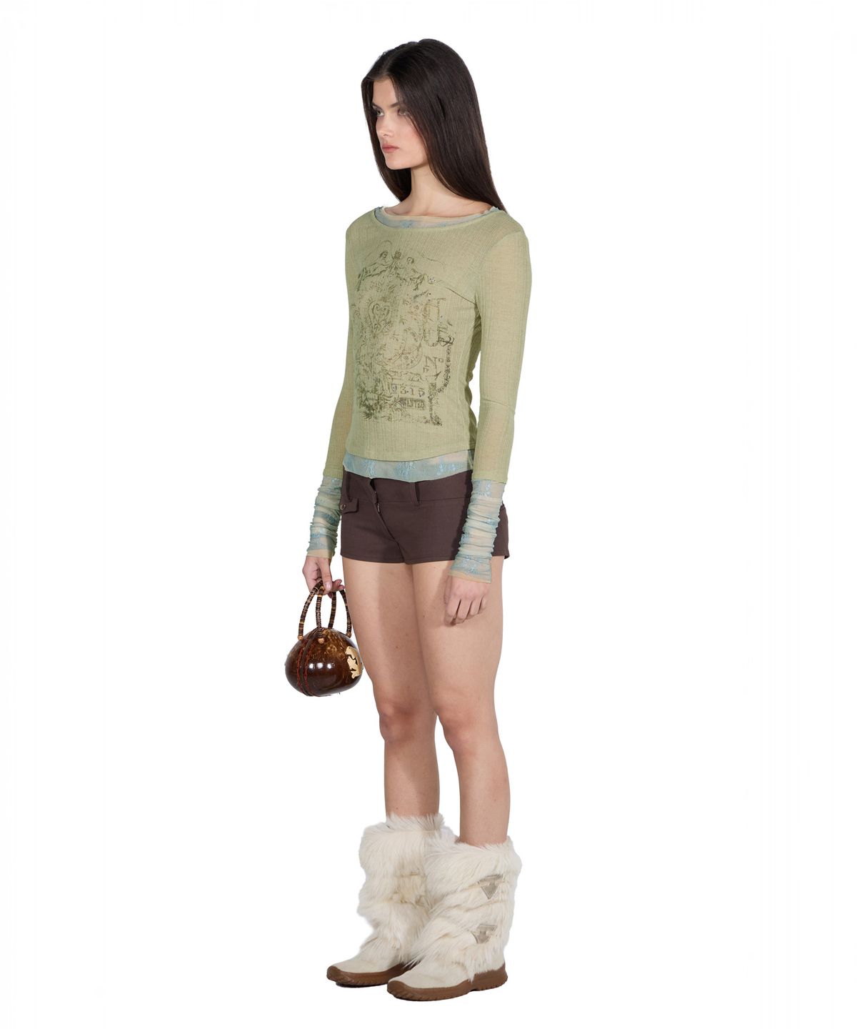 스컬프터(SCULPTOR) Triple Lace Layered Tee Beige