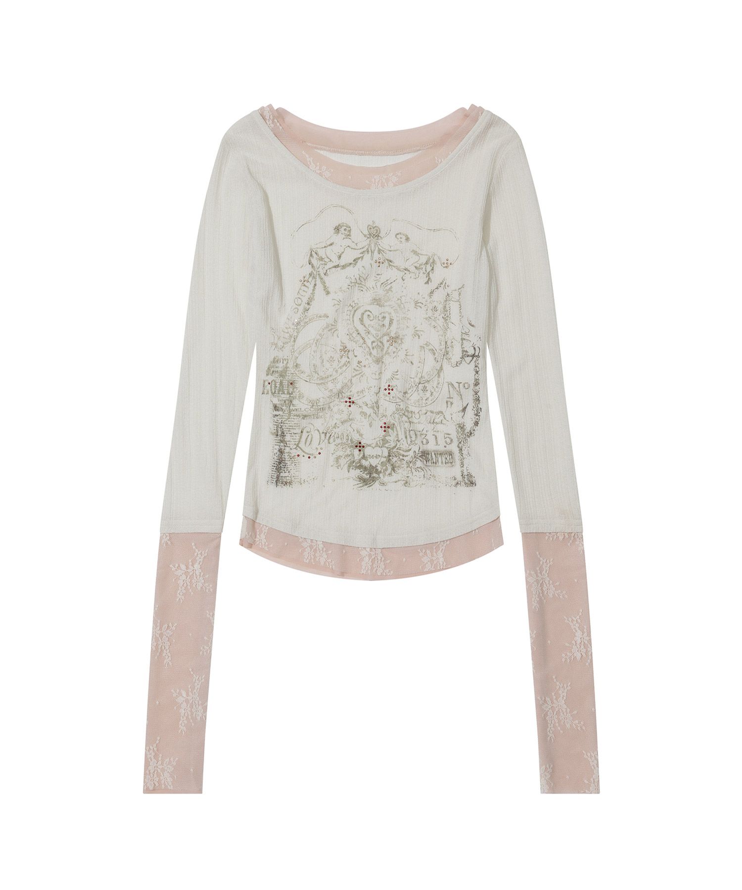 MUSINSA公式 | SCULPTOR Triple Lace Layered Tee Ivory