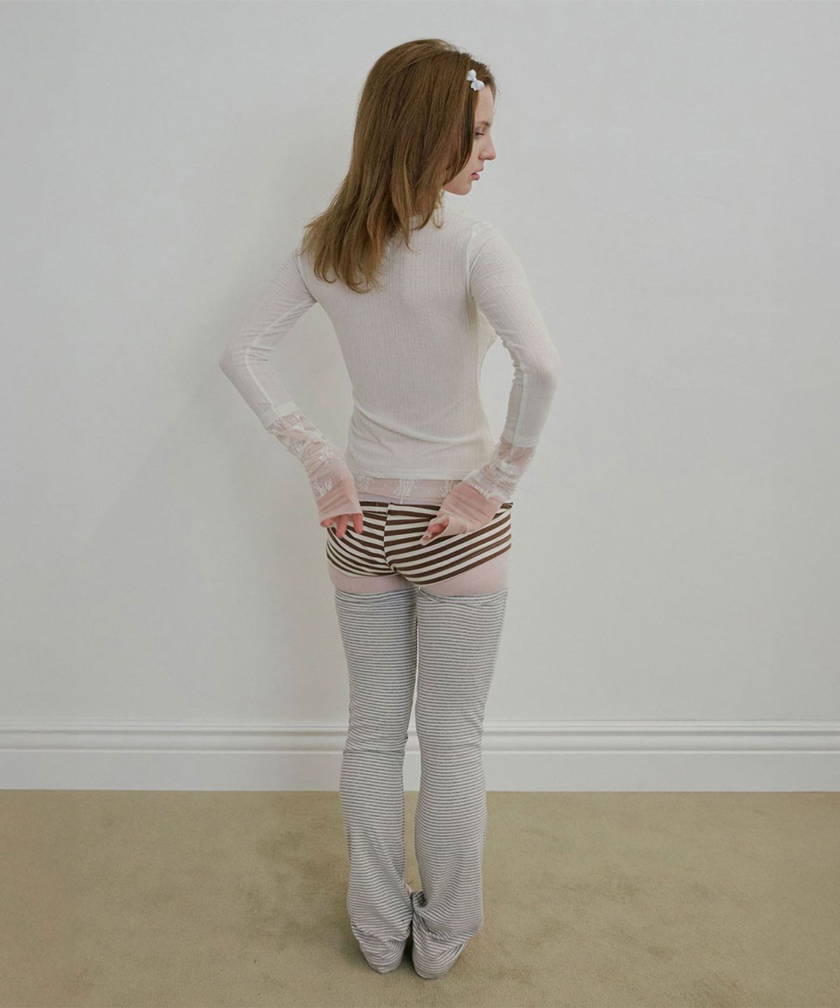 스컬프터(SCULPTOR) Triple Lace Layered Tee Ivory