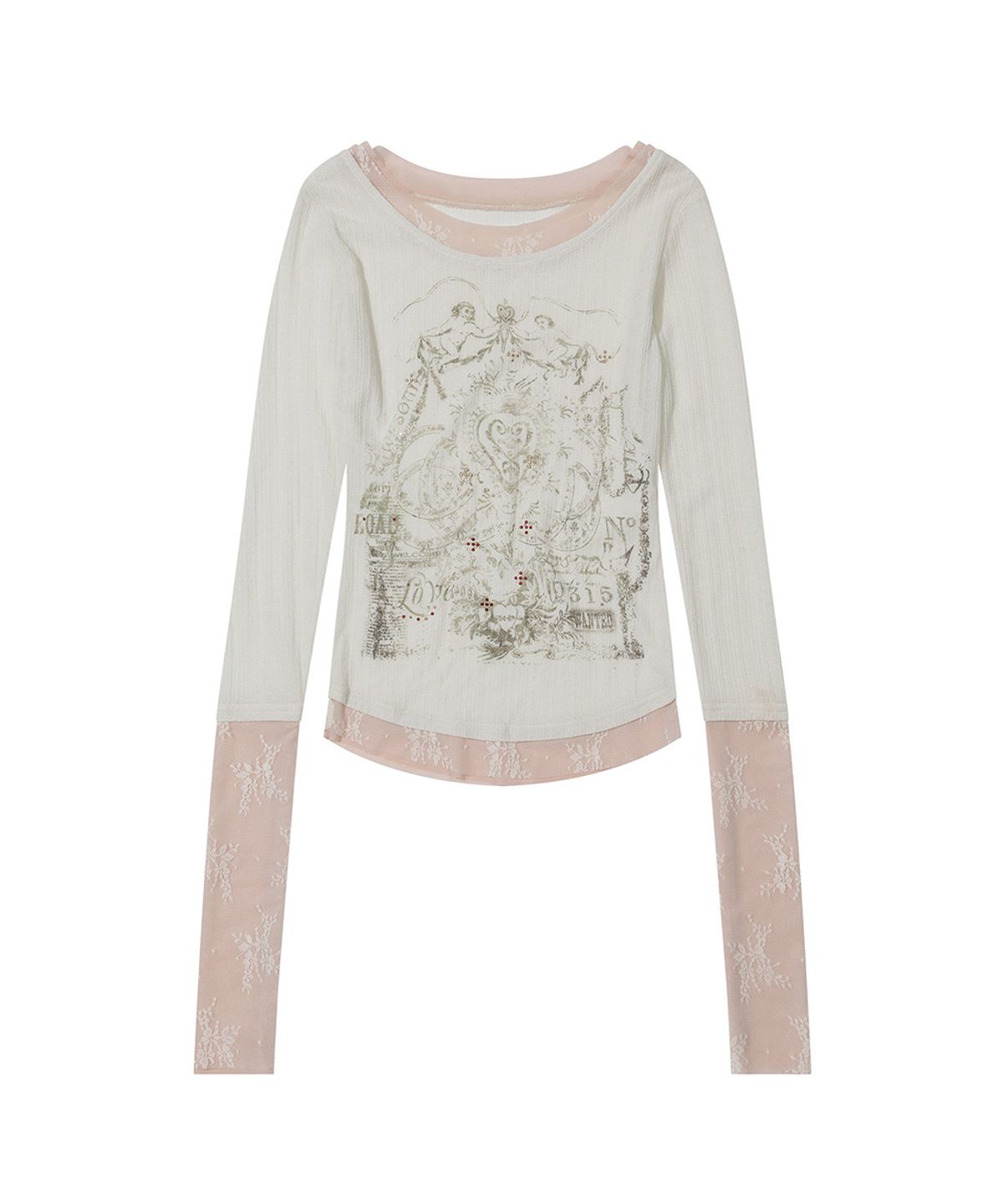스컬프터(SCULPTOR) Triple Lace Layered Tee Ivory