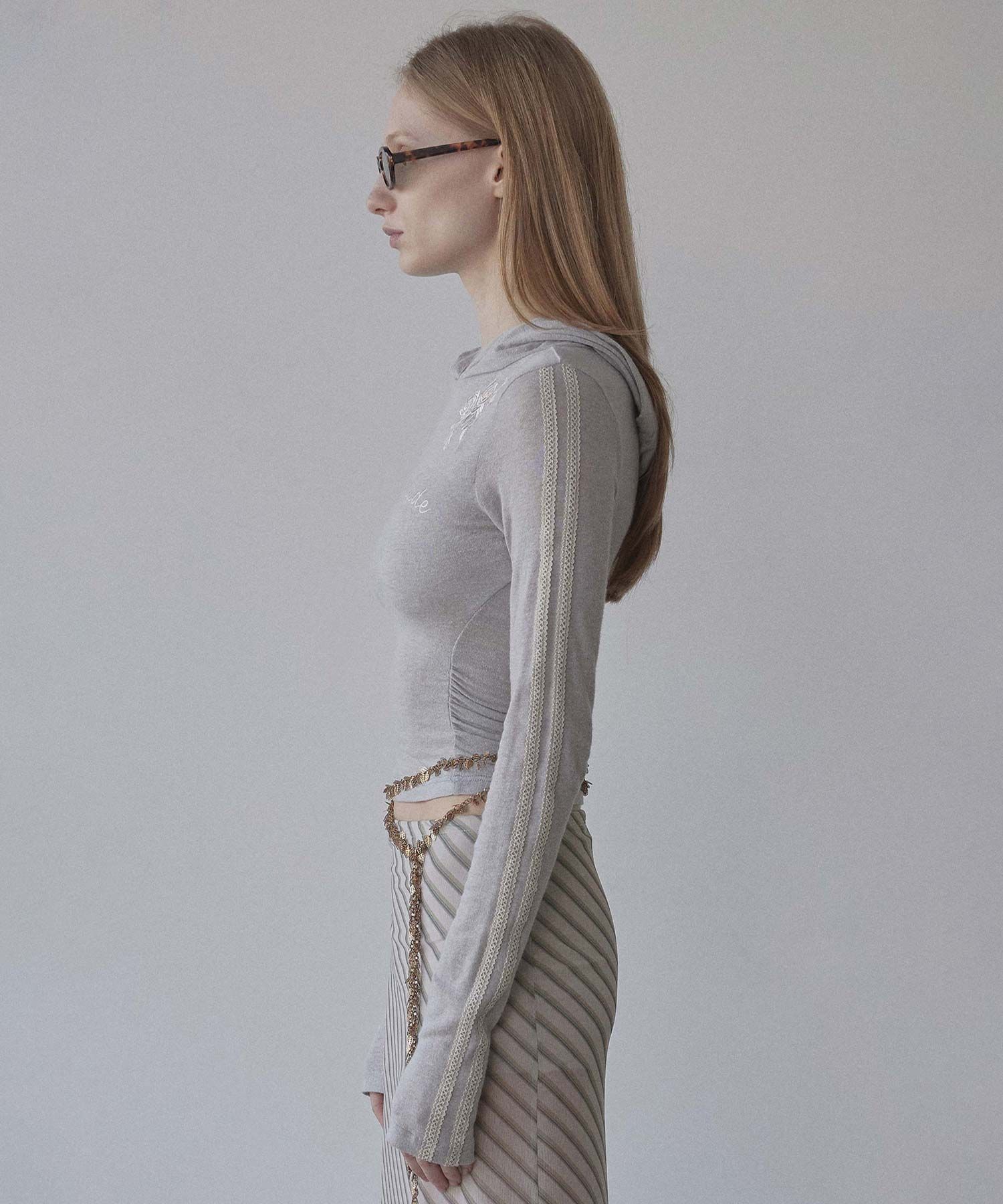 MUSINSA公式 | SCULPTOR Rose Angora Hoodie Tee Pale Melange