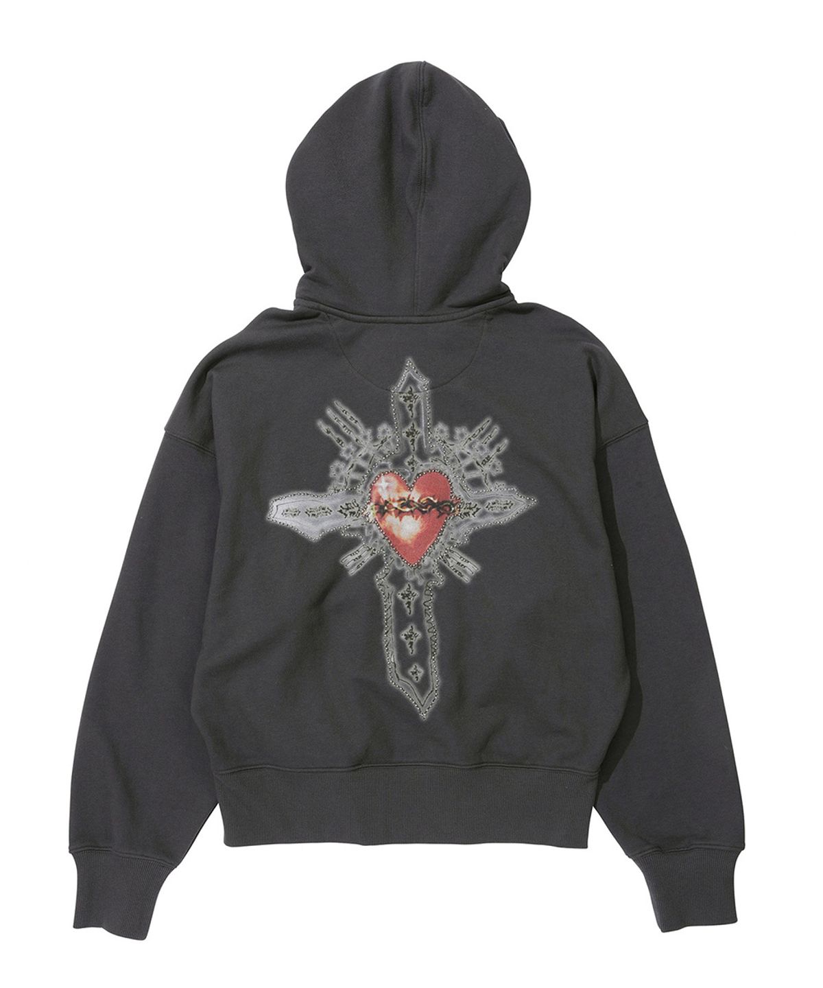스컬프터(SCULPTOR) Beaded Saint Hoodie Zip-Up Charcoal