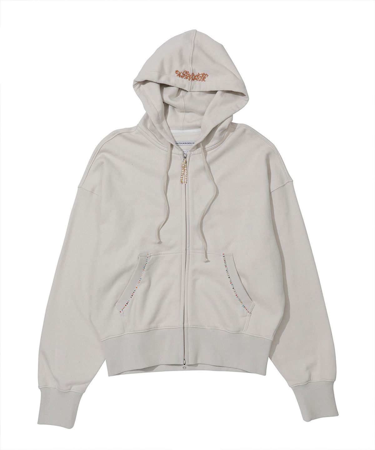 스컬프터(SCULPTOR) Beaded Saint Hoodie Zip-Up Dirty White