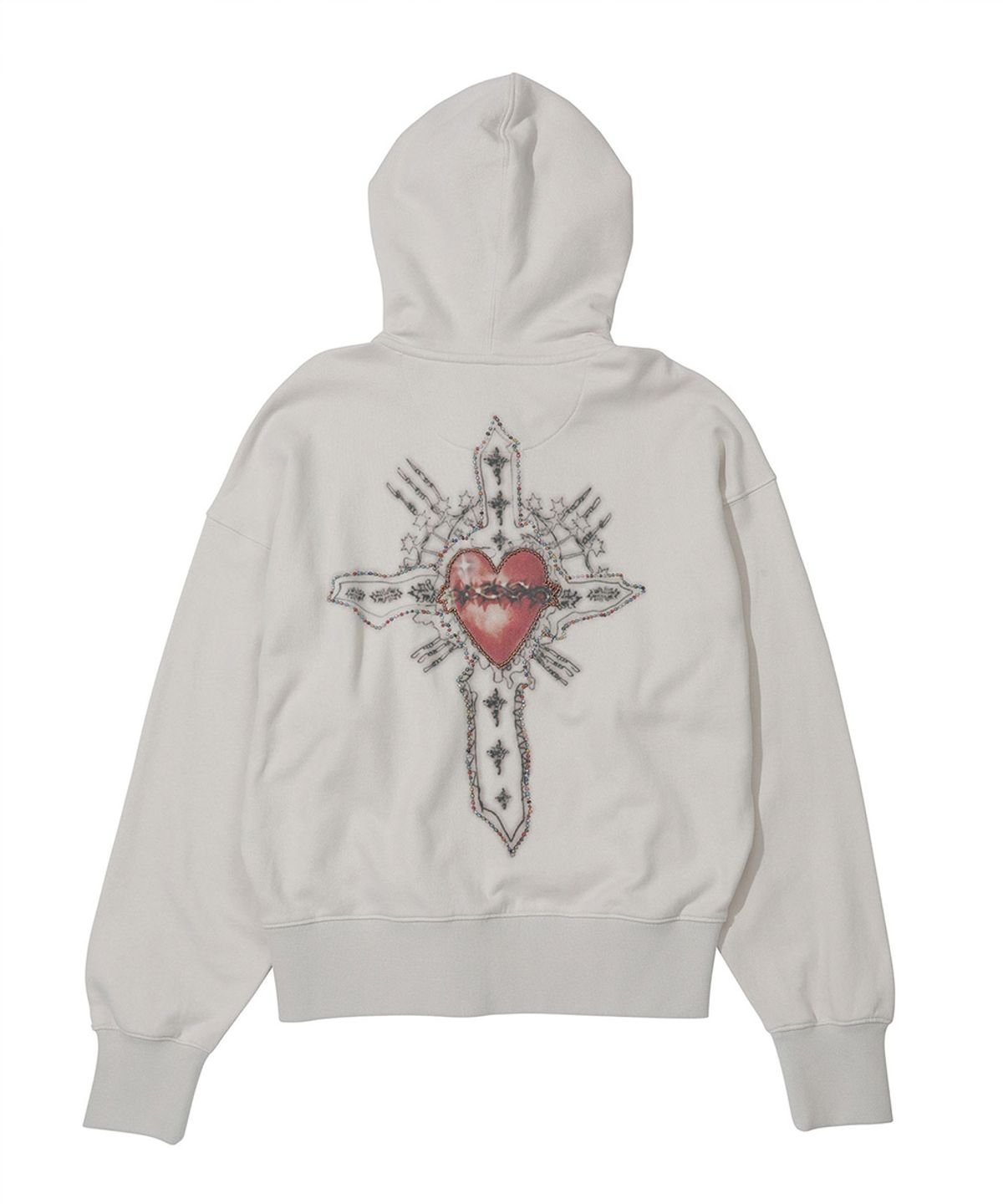 스컬프터(SCULPTOR) Beaded Saint Hoodie Zip-Up Dirty White