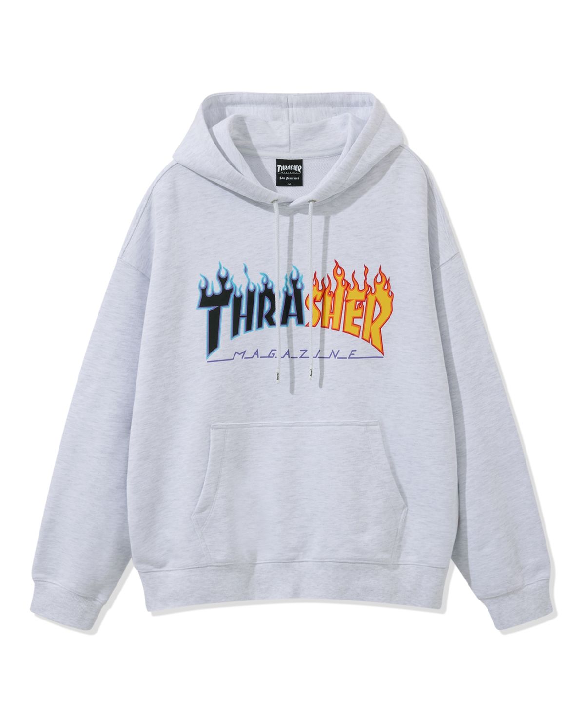 트레셔(THRASHER) 투톤 플레임 후디 화이트 멜란지
