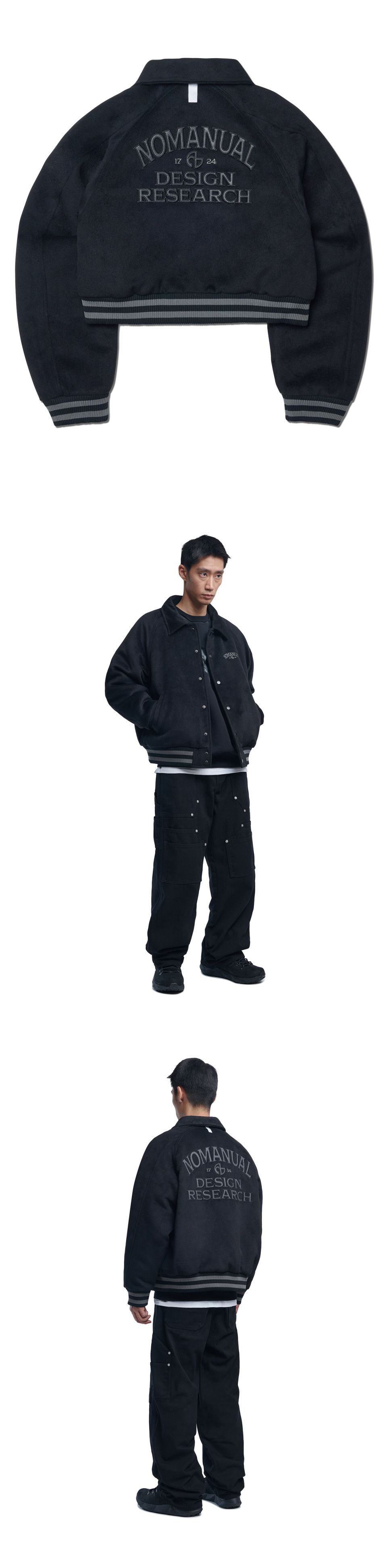 MUSINSA | NOMANUAL W.S VARSITY JACKET - BLACK