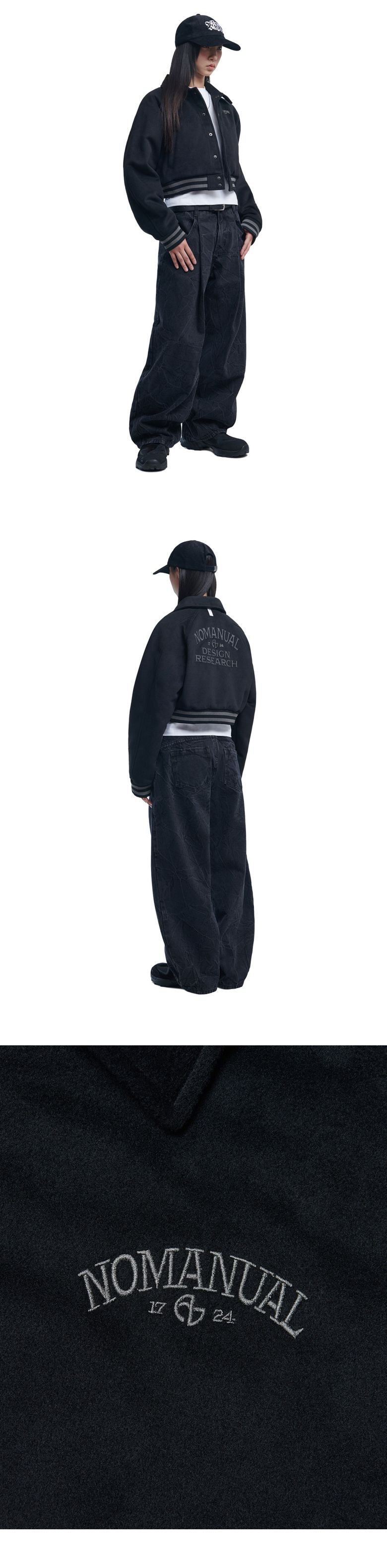 MUSINSA公式 | NOMANUAL W.S VARSITY JACKET - BLACK