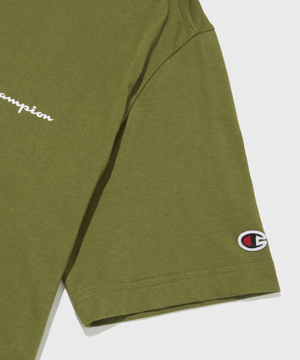 챔피온(CHAMPION) 스몰 스크립트 로고 코튼 반팔 티셔츠 Normal Khaki