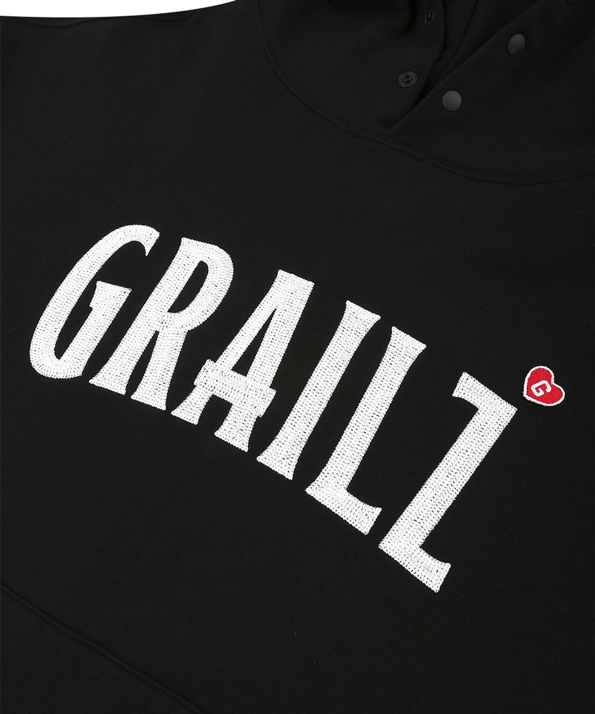그레일즈(GRAILZ) EMBROIDERY SIGNATURE HEART HOODIE [BLACK]