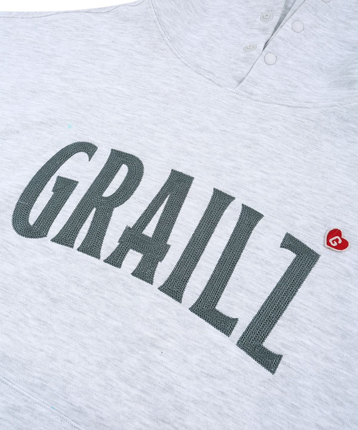 그레일즈(GRAILZ) EMBROIDERY SIGNATURE HEART HOODIE [HEATHER GREY]