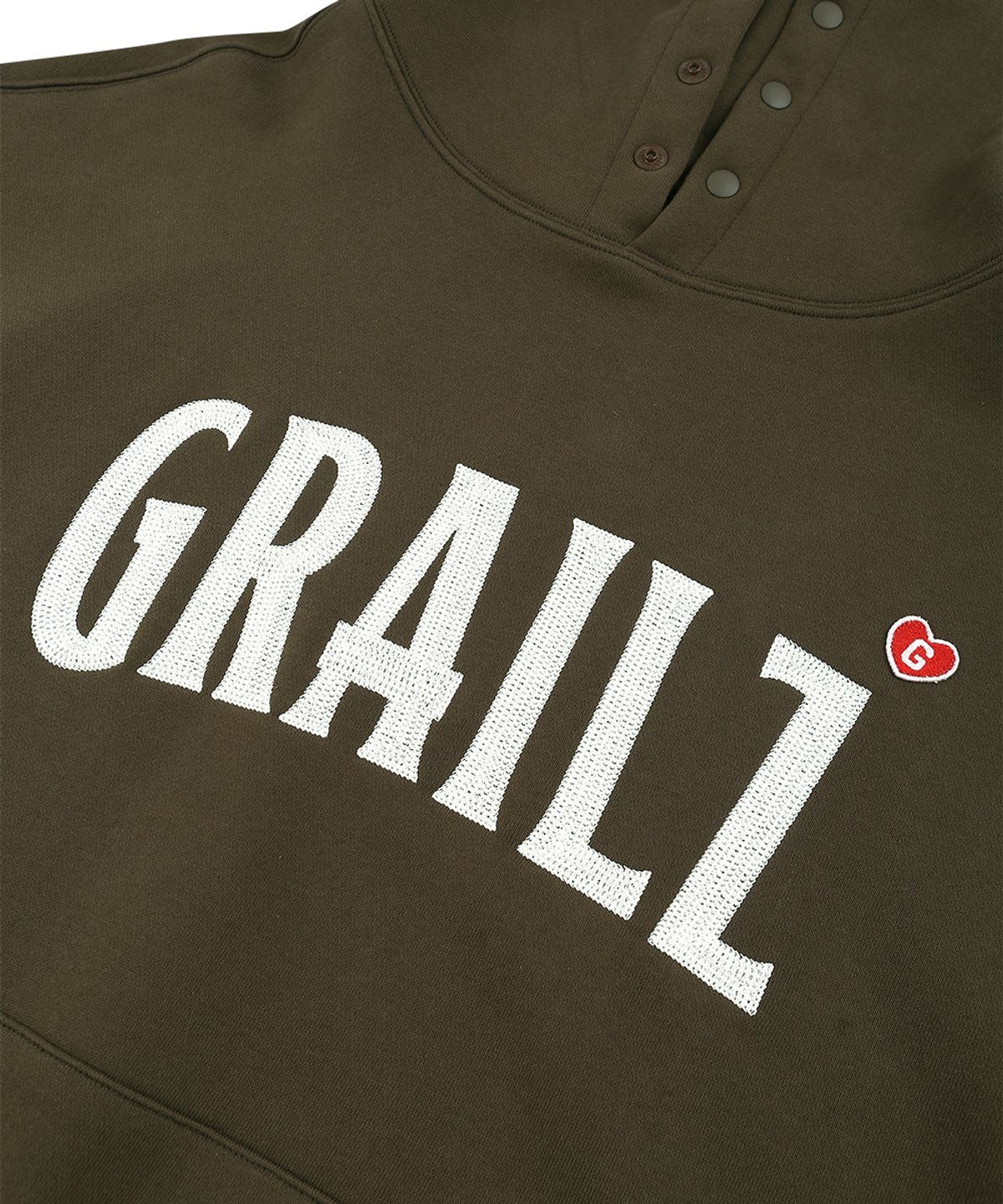 그레일즈(GRAILZ) EMBROIDERY SIGNATURE HEART HOODIE [BROWN]