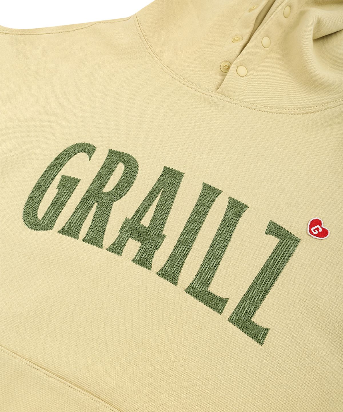 그레일즈(GRAILZ) EMBROIDERY SIGNATURE HEART HOODIE [LIGHT YELLOW]