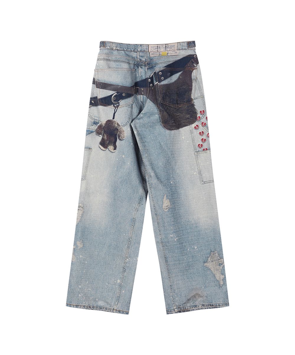 [GRAILZ] KEY CHAIN ILLUSION SWEATPANTS /追跡付 KEY CHAIN ILLUSION SWEATPANTS [BLUE] - GRAILZ