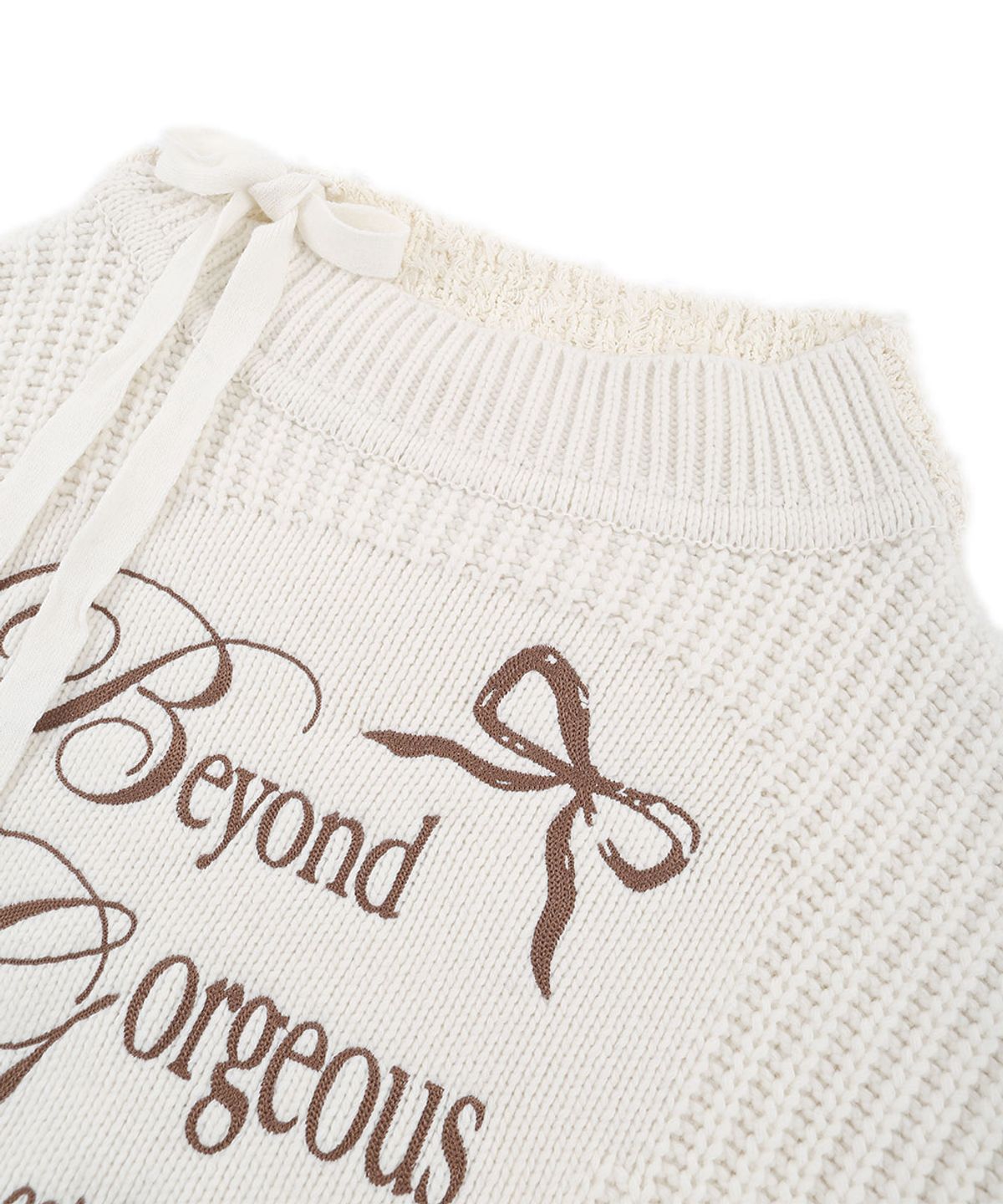 그레일즈(GRAILZ) SIDE RIBBON HALF KNIT [IVORY]