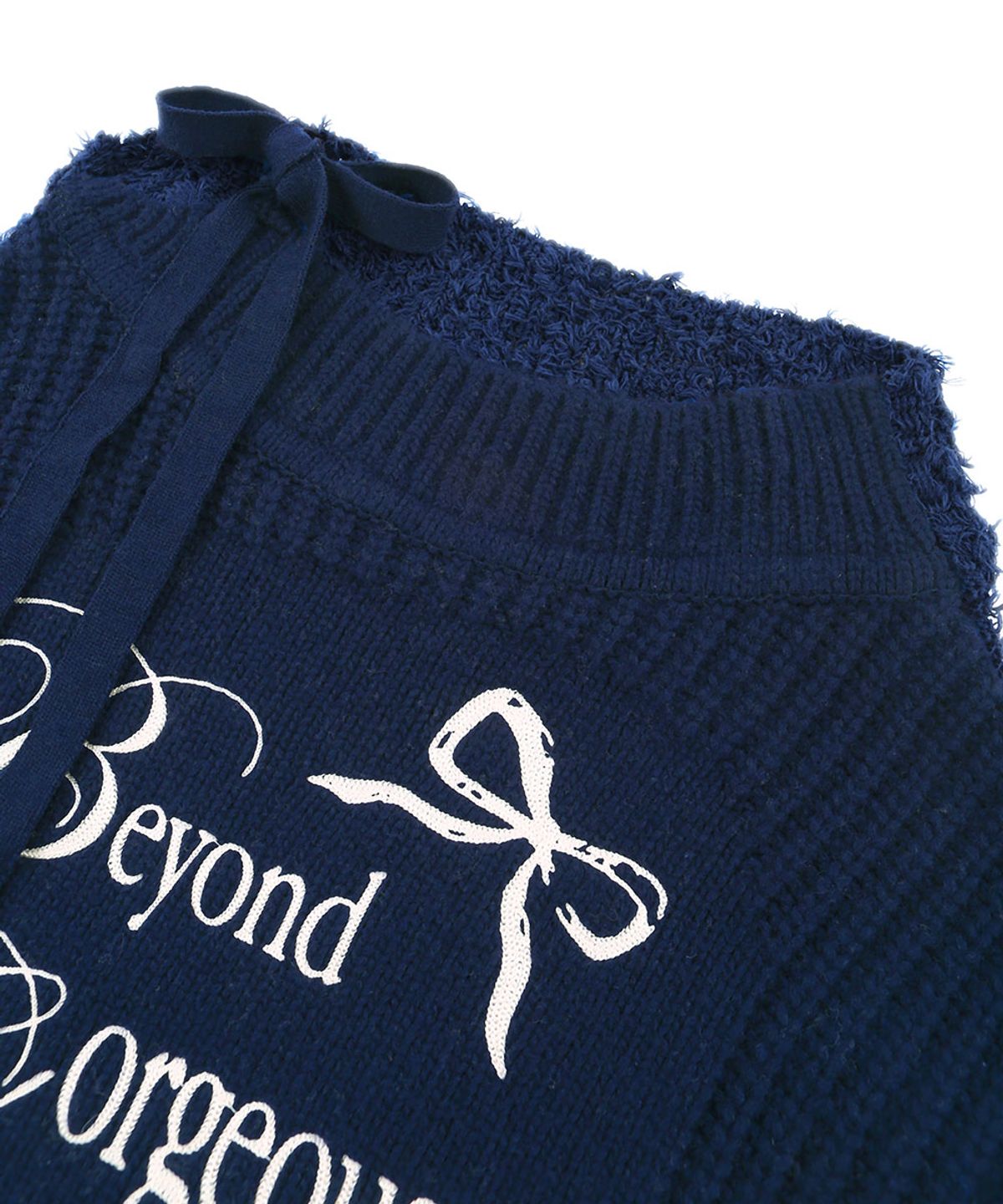 그레일즈(GRAILZ) SIDE RIBBON HALF KNIT [NAVY]