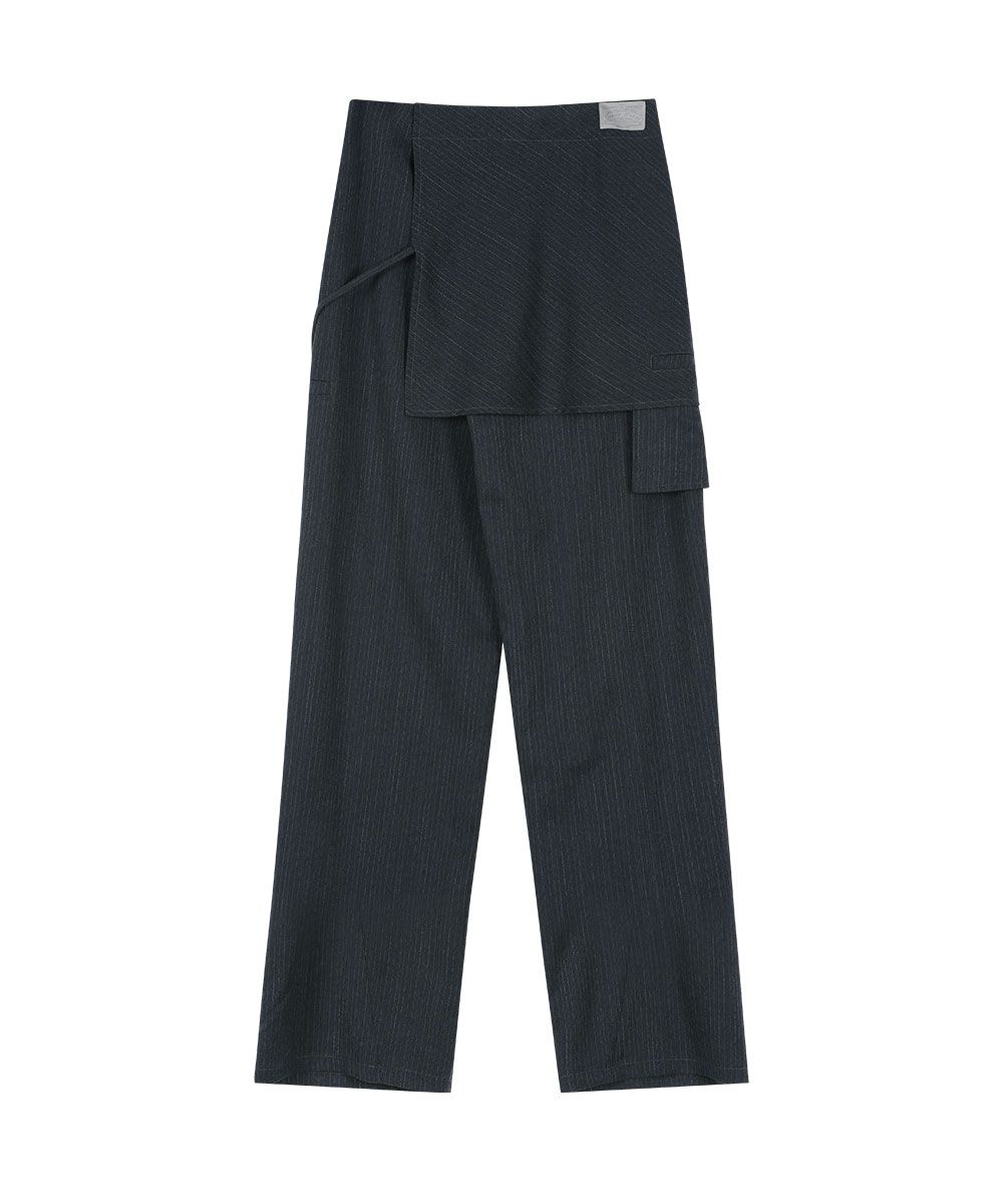 MUSINSA | GRAILZ SKIRT LAYERED PANTS [CHARCOAL]